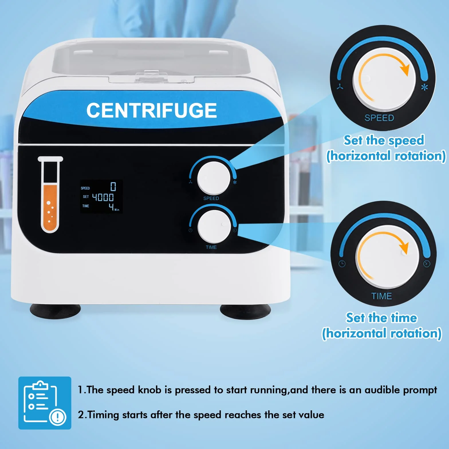YUCHENGTECH Centrifuga da Laboratorio Digitale da Tavolo Centrifuga a BassaVelocità 20mlx6 4000 Giri/min 0-999 Min Tempi 1920XG per Provette da Centrifuga 5/7/10ml, 28x26x21cm 5kg
