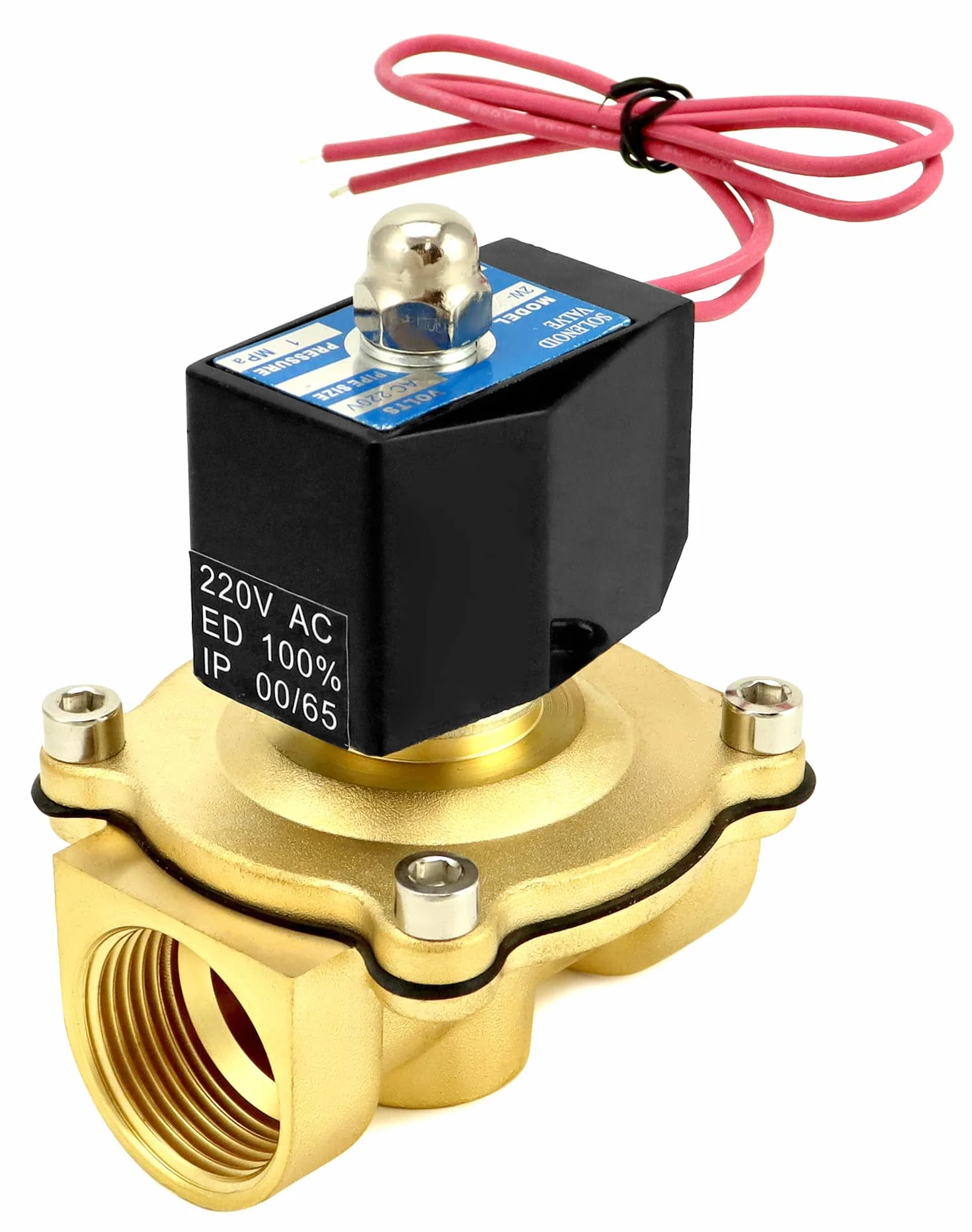 QWORK® Elettrovalvola 220V 1''G Ottone DN25