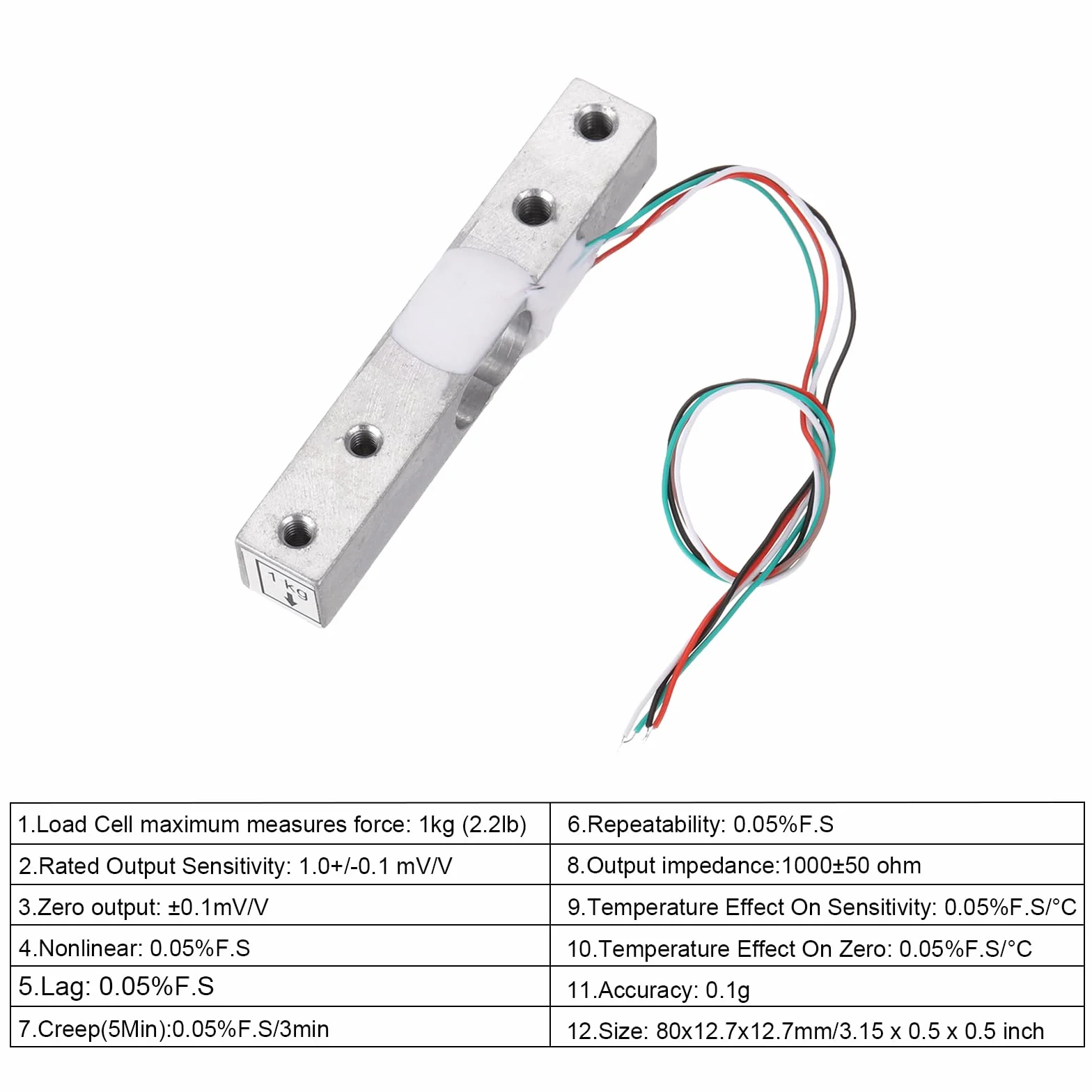 QUARKZMAN Sensori di Pesatura, 4 Set Sensore Peso Cella Carico Digitale 1Kg + Modulo Hx711 Sensore Pesatura 24 Bit Precisione A/D Doppio Canale per Kit Bilancia Cucina Elettronica Portatile