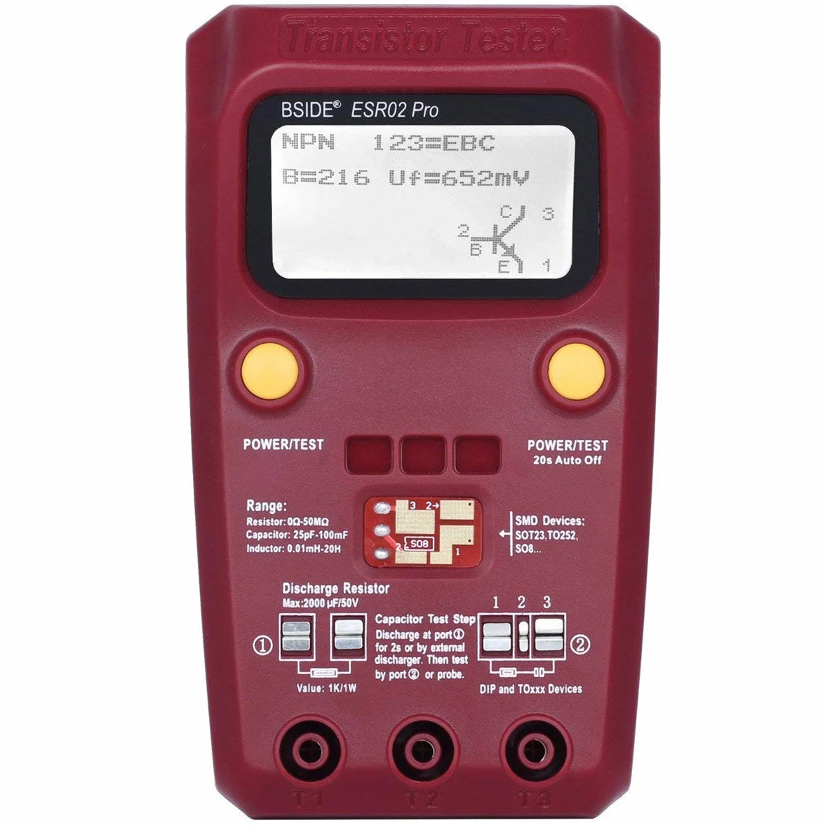 Tester di Transistor Multiuso Tester di resistore di capacità a triodo diodo Mos/PNP/NPN Tester SMD ESR02 PRO