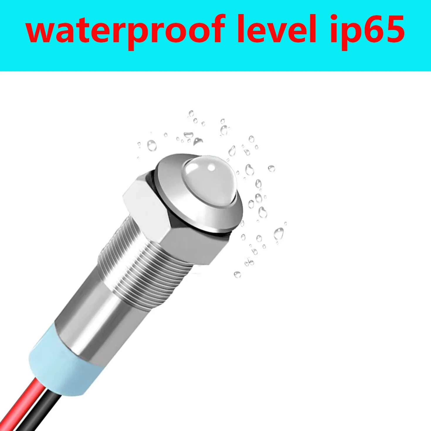 Lampada di segnalazione LED DC 12 V-24 V 6 mm 1/4" impermeabile metallo rotonda bianco 10 pezzi