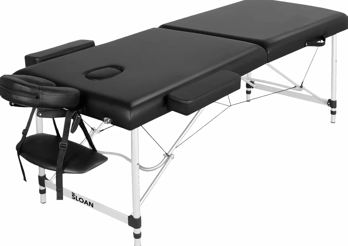 Sloan Barella in alluminio professionale - pieghevole e portatile - altezza regolabile - rivestimento resistente - per fisioterapia, massaggi e riabilitazione | nero