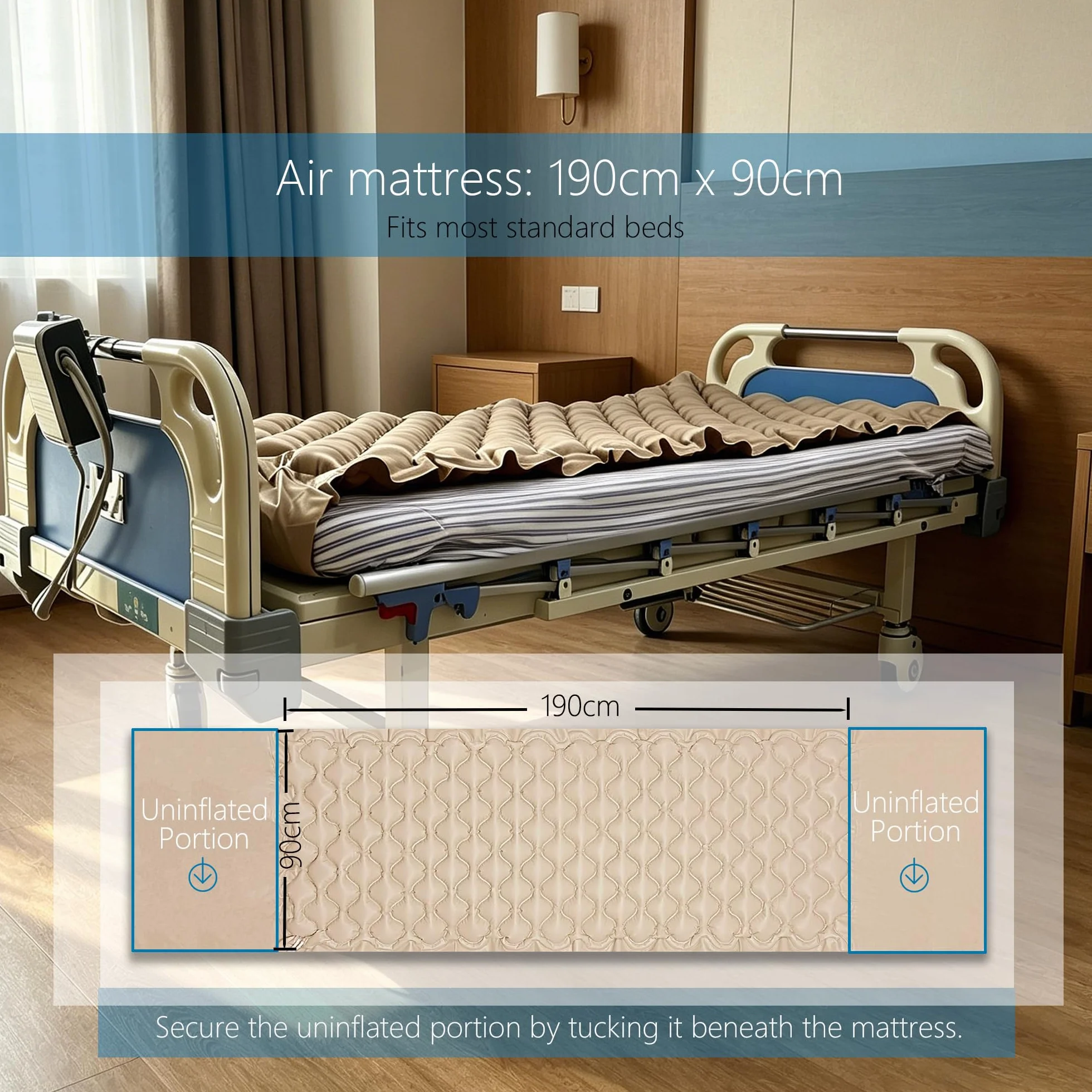 Materasso Antidecubito con Compressore Alternato, Utile per Prevenire e Curare le Ulcere Decubiti, Materasso Decubito ad aria per Letti di Ospedale e Assistenza Domiciliare