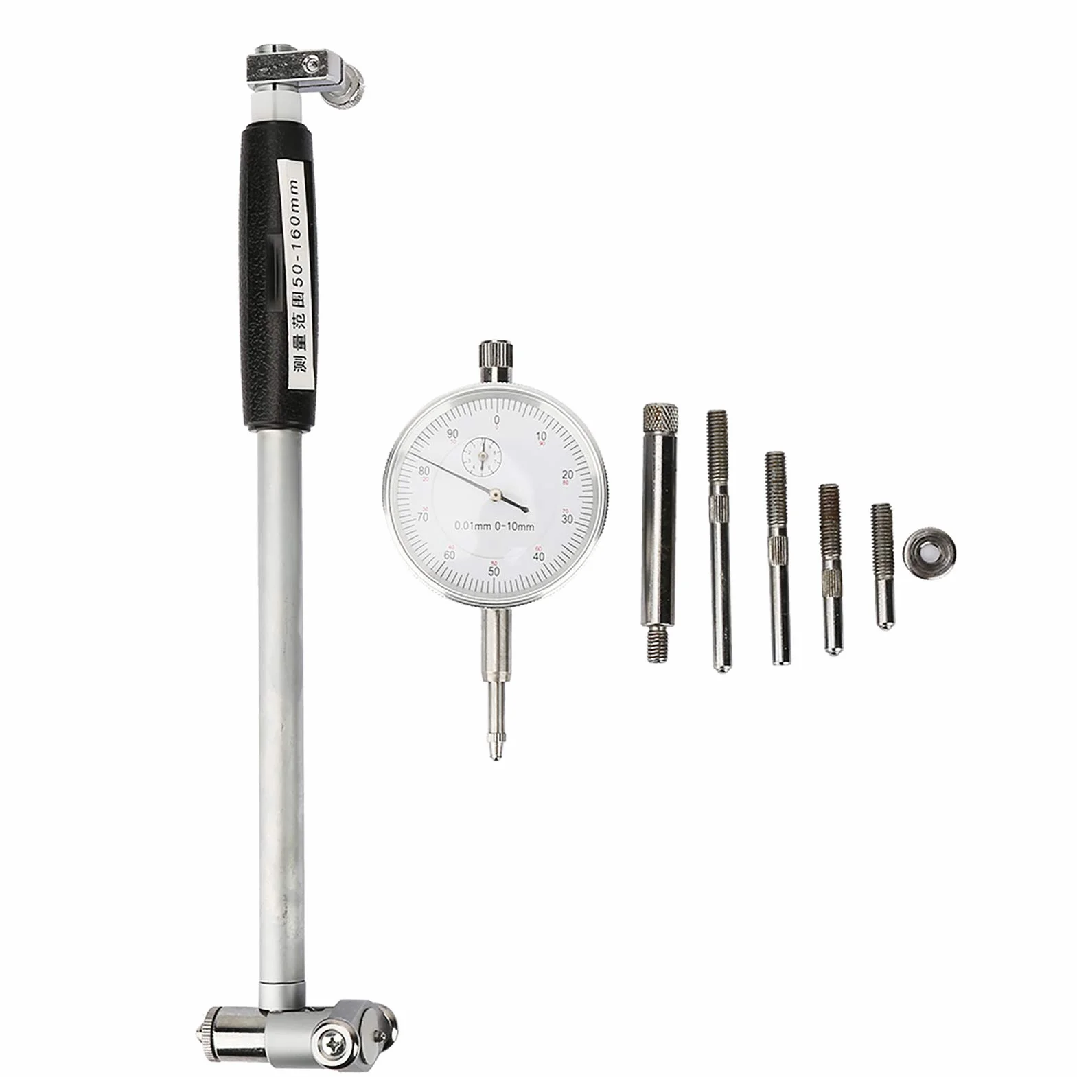 Cilindro Alesametro a quadrante, indicatore Micrometro Motore di misurazione dell'alesaggio interno del cilindro, Alesametro a quadrante 50-160MM Indicatore di diametro Kit di strumenti per cilindro d