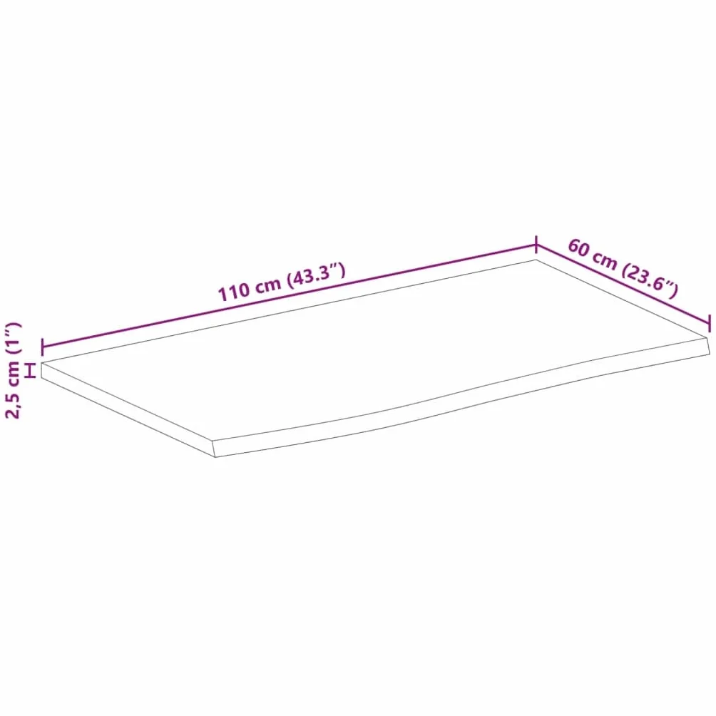 vidaXL Piano Tavolo Bordi Vivi 110x60x2,5cm Legno Massello di Mango