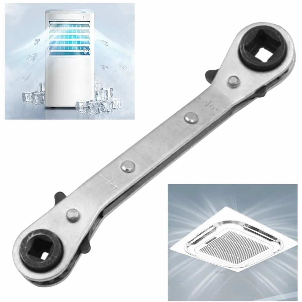 Chiave a cricchetto quadrata a doppia testa in acciaio al carbonio cromato 1/4" 3/8" 5/16" 3/16" per HVAC