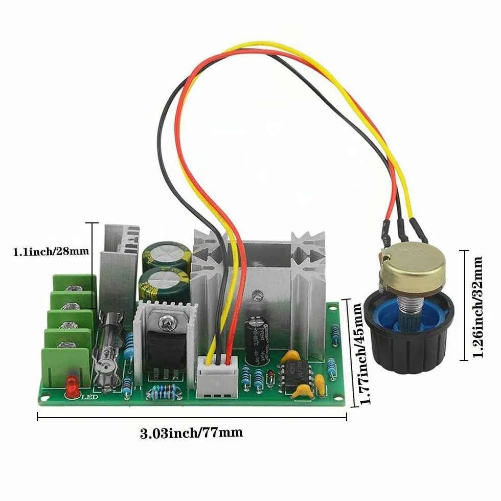 PWM - Regolatore di velocità per motore DC 12 V, 24 V, 36 V, 48 V, modulo di trasmissione ad alte prestazioni, regolatore elettronico di velocità PWM per dimmer LED ultra piccolo da 20 A