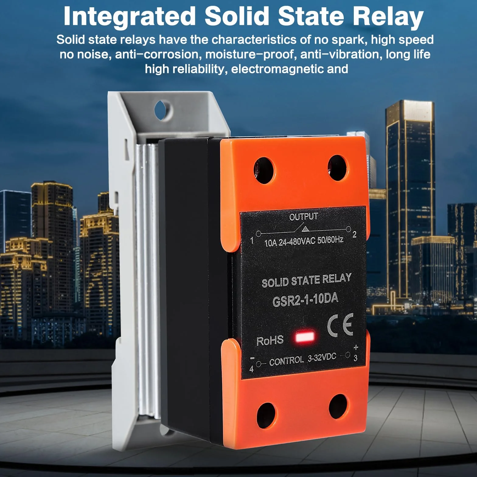 Rele Solid State 12V 220V Piccolo relè a stato solido monofase SSR DC 3-32V AC 24-480V GSR2-1-10DA (con dissipatore di calore).
