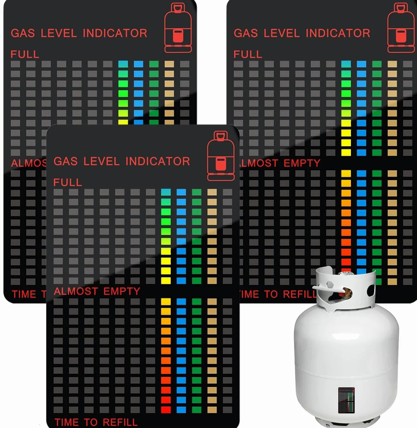 3 Pezzi Indicatore Magnetico per Bombole, Indicatore di Livello per Bombole di Gas Facile da Leggere, Indicatore di Livello per Bombole di Gas con Visualizzazione in Tempo Reale Ad Alta Precisione