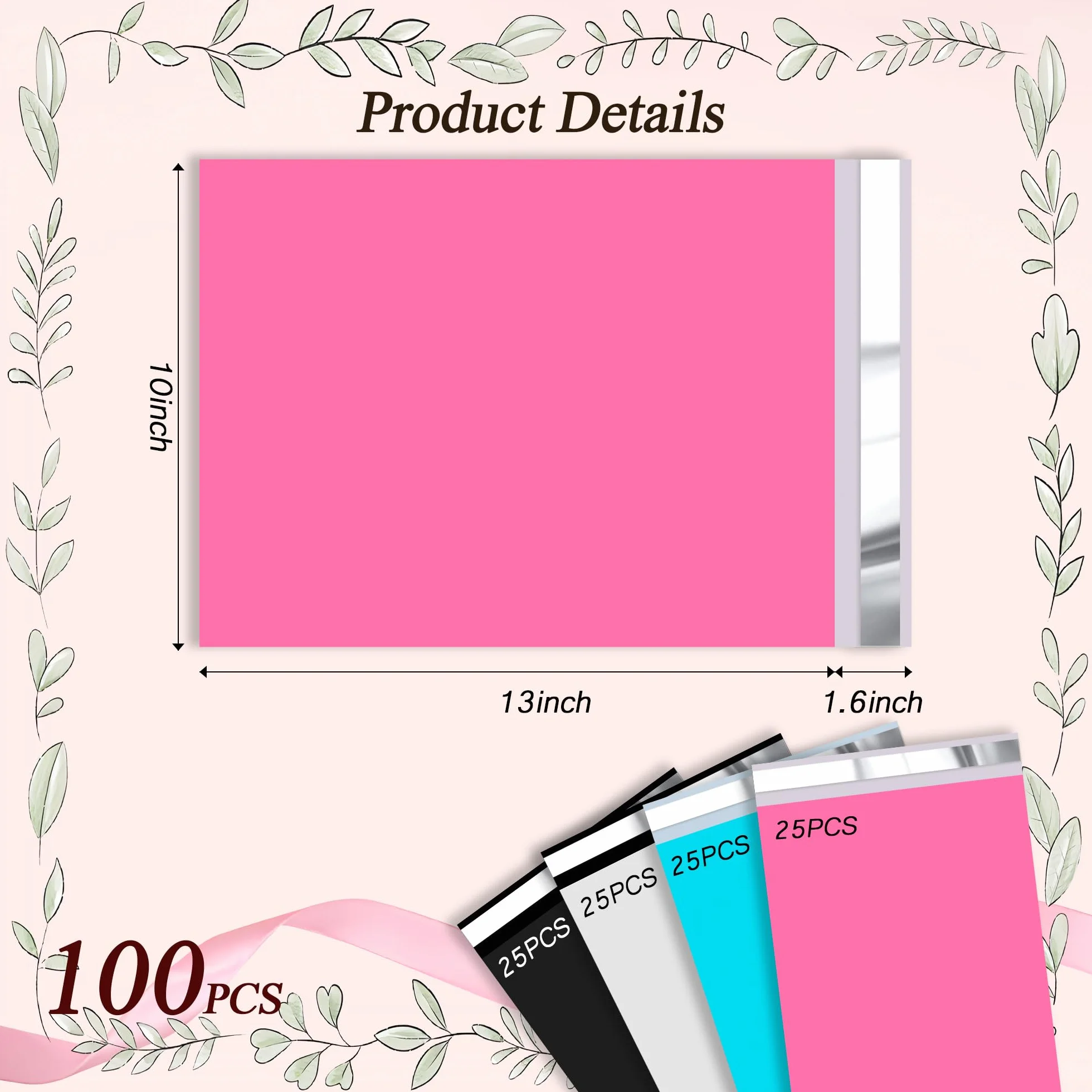 Thank You Poly Mailer 25,4 x 33,5 cm, 100 pezzi, impermeabili e resistenti agli strappi, sacchetti per spedizioni per abbigliamento, resistenti sacchetti per spedizioni con autosigillante