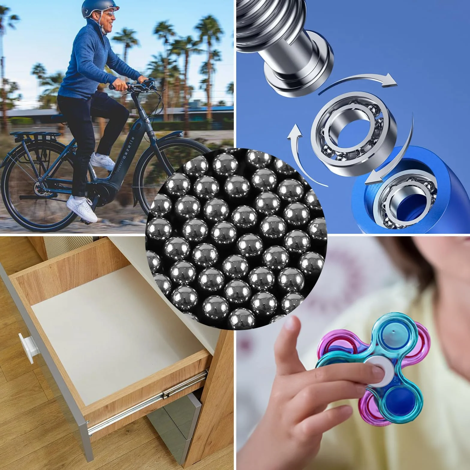 Cuscinetti a Sfera in Acciaio, 540 Pezzi Sfere Acciaio Cuscinetto Bici 2-10 mm, Kit Assortimento