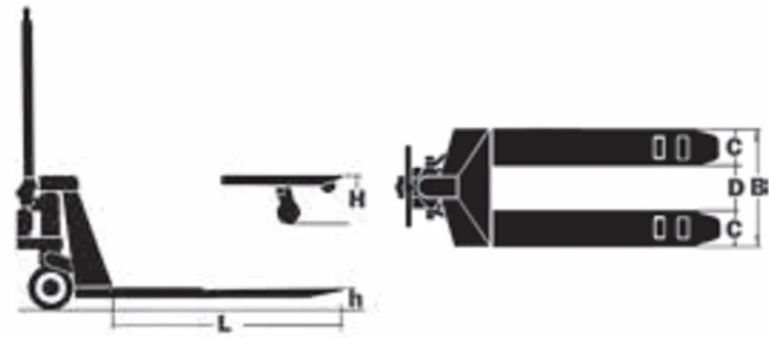 TRANSPALLET MANUALE PORTATA KG 2500 FORCHE LUNGHE LTF 059500010IN