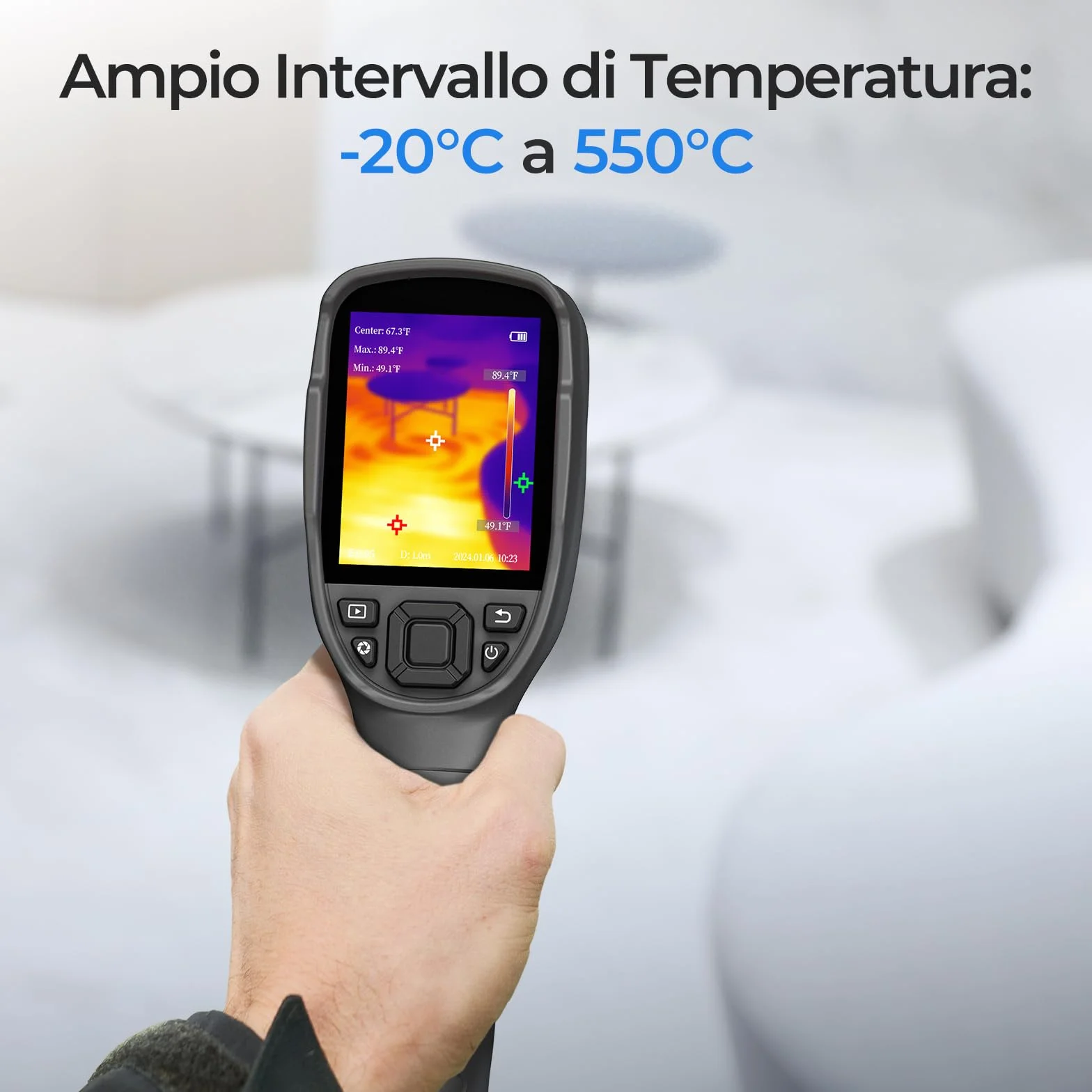 TOPDON TC004 Lite Termocamera Infrarossi, Telecamera Termica Portatile con Risoluzione 240x180 IR e Durata Della Batteria di 15 ore con Zoom 1x/2X/4X, Intervallo di Temperatura da -20℃ a +550℃