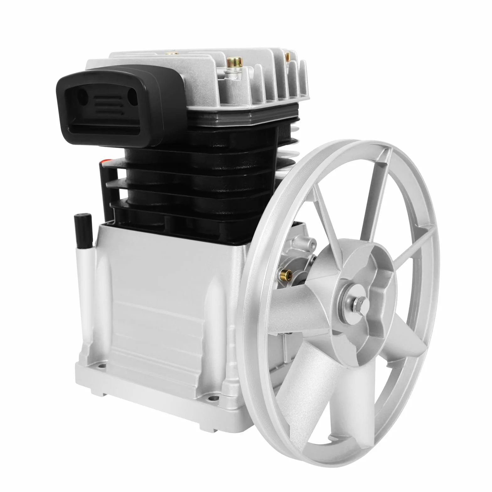 Testa della pompa del compressore d'aria, 65 mm, doppio cilindro, 420 l/min, 8 bar, testa del pistone in alluminio compatibile con motore 3HP, silenziatore e accessori inclusi