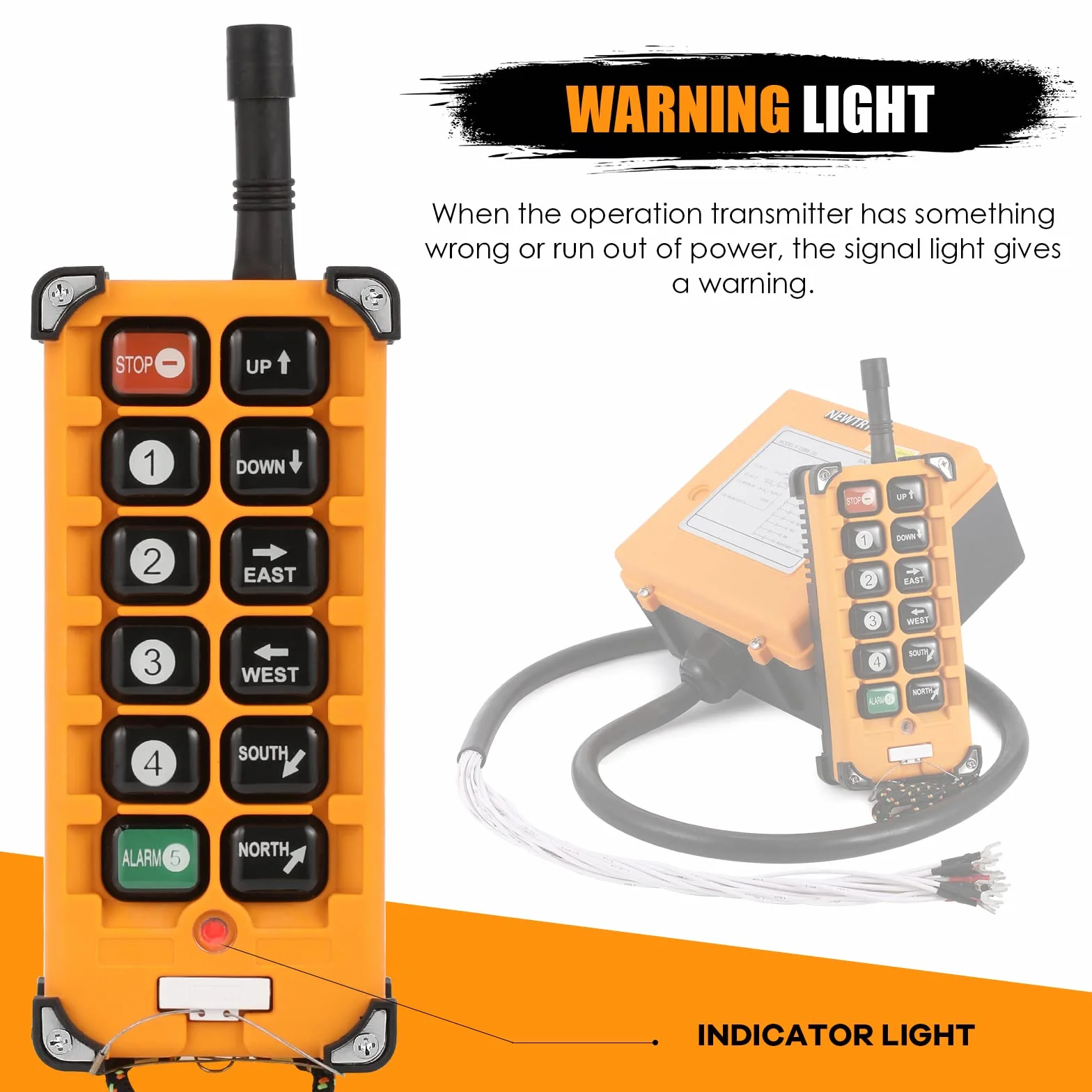 NEWTRY Controllo telecomando alla gru wireless, 12 pulsanti trasmettitori e ricevitore 24V per paranco industriale, gru a ponte (ricevitore DC&AC 24V)