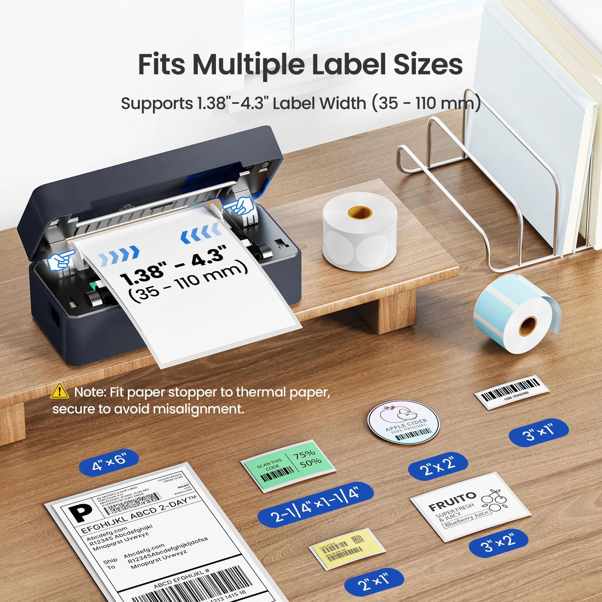 Stampante per etichette termica Bluetooth, stampante per etichette wireless 4x6 per piccole imprese, supporta iOS, Android, Windows e Mac, compatibile con Amazon Shopify Etsy USPS, carbone
