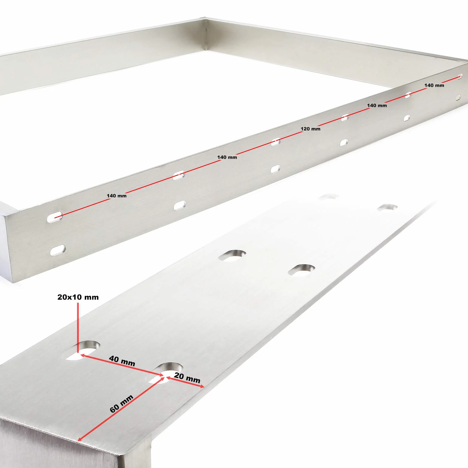 Wiltec Telaio da tavolo 80x73cm in acciaio inox Struttura base per tavolo