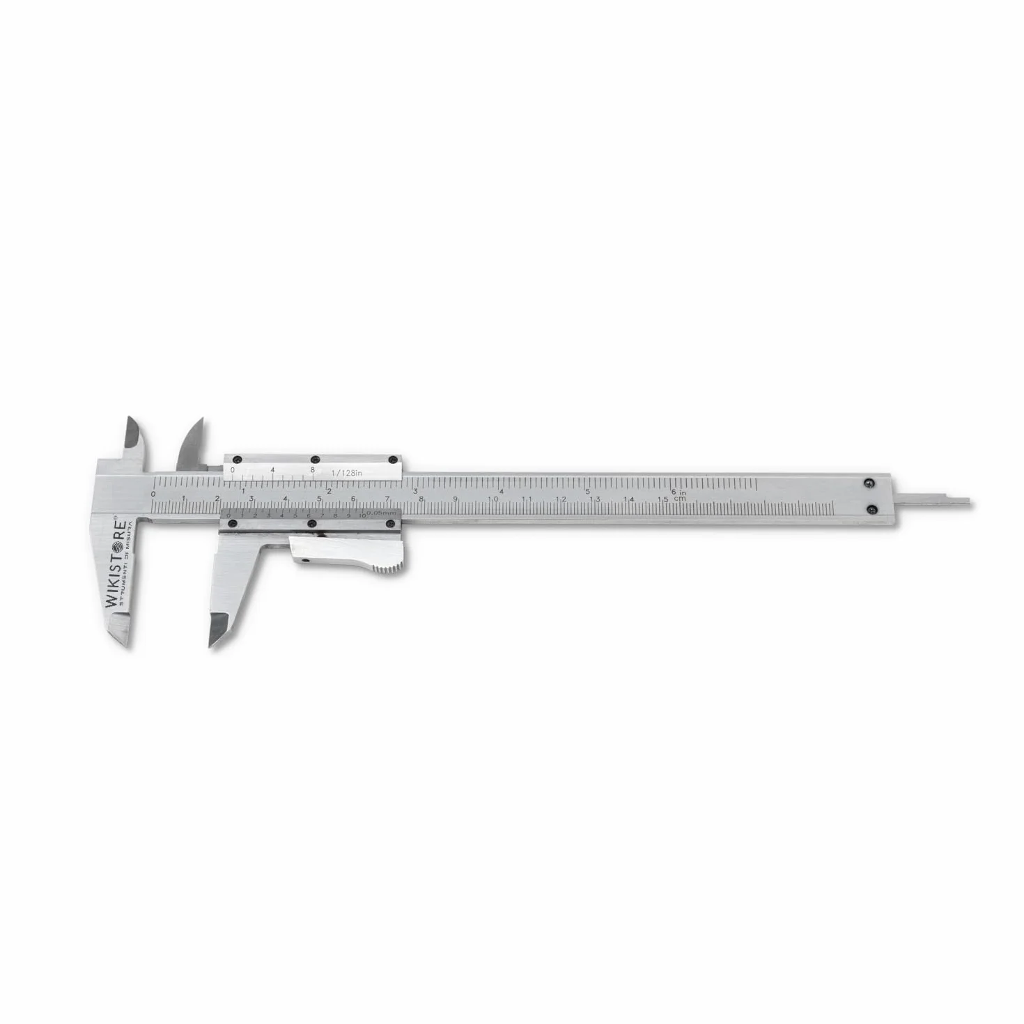 WIKISTORE CALIBRO PROFESSIONALE COMPOSTO NONIO AVVITATO 150 mm, Calibro ventesimale con becchi da 40 mm, Calibro acciaio bloccaggio a pulsante, Lettura 1/20° 0,05 MM / 1/128", Attrezzo da lavoro