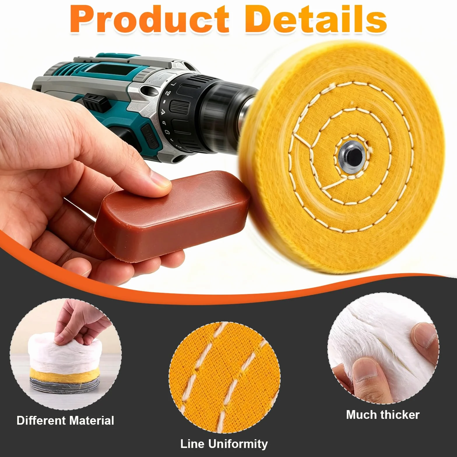 Kit da 8 Pezzi di Ruote Lucidanti da 100 mm – 4 Dischi Abrasivi con 3 Paste Lucidanti e Adattatore, Foro da 1/2" (12,7 mm), per Levigatrice a Banco, Trapano e Avvitatore (12)