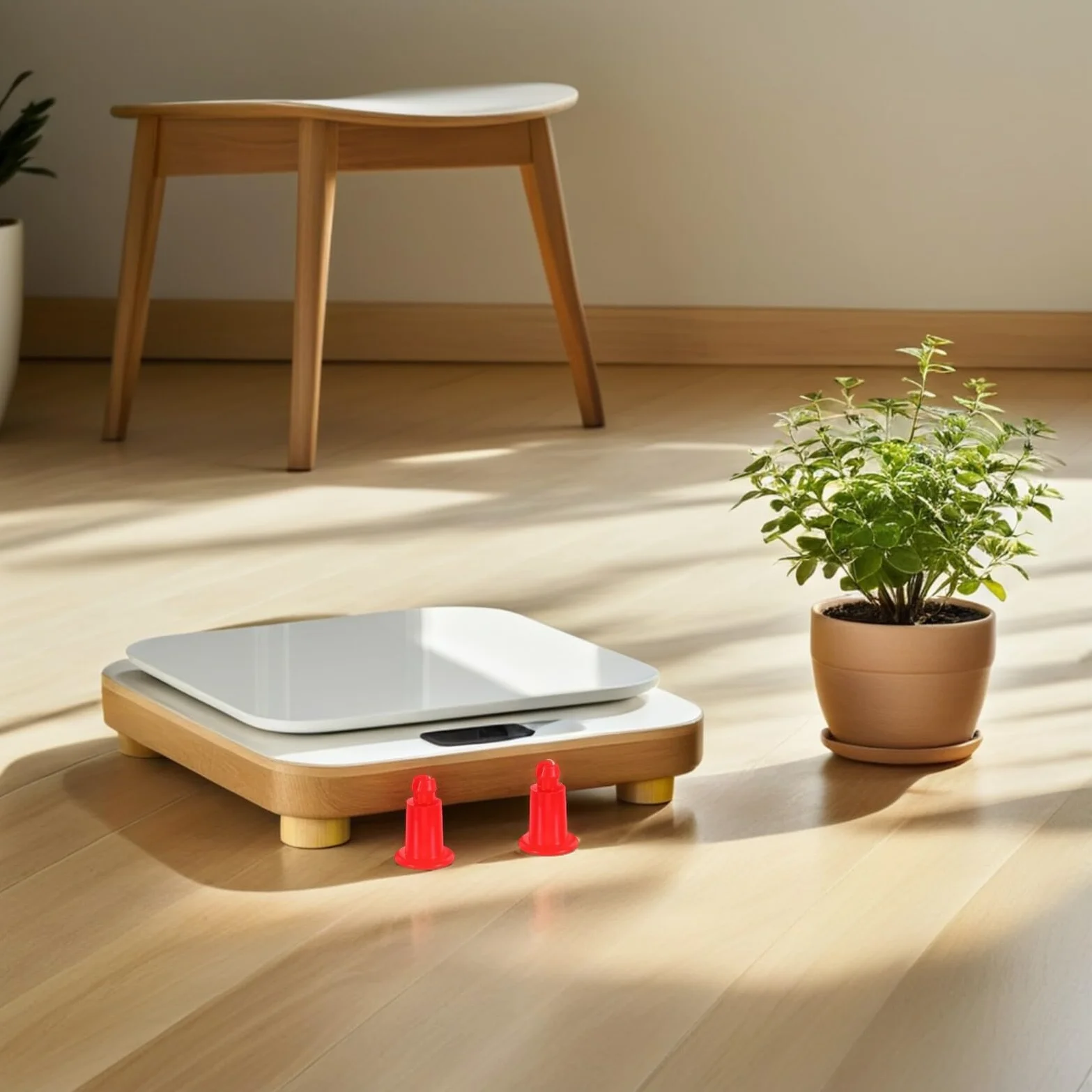 KOMBIUDA 20 Pezzi Supporto in Plastica Rossa per Bilancia Elettronica da Cucina, Piedini Livellanti Antiscivolo per Vassoio Bilancia Fino a 30 Kg