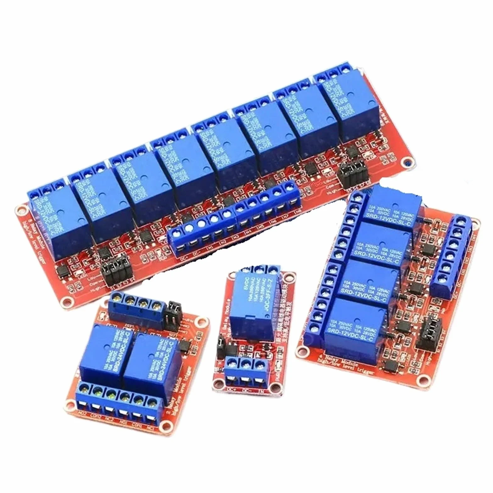 DC 5V 12V 24V 1 2 4 6 8 Canali Modulo Relè Scudo Scheda Con Accoppiatore Ottico/trigger Alto E Basso Livello For Arduino Raspberry Pi(5 Pcs,8 Channel 5V)