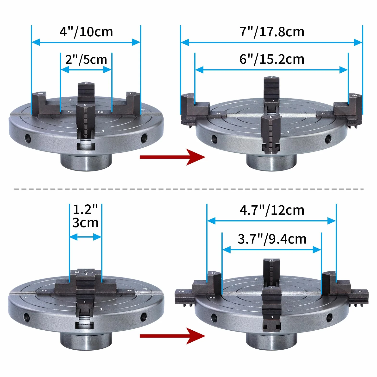 Mandrino per Tornio Professionale in Metallo Dimensioni 152mm Mandrino per Tornio a 4 Ganasce M33X3,5 per Tornio da Legno
