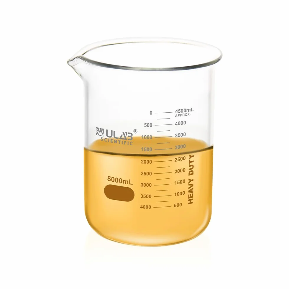 ULAB Bicchiere in vetro a bassa forma, Vol.5000ml, Vetro borosilicato 3.3, graduazione stampata, UBG1024