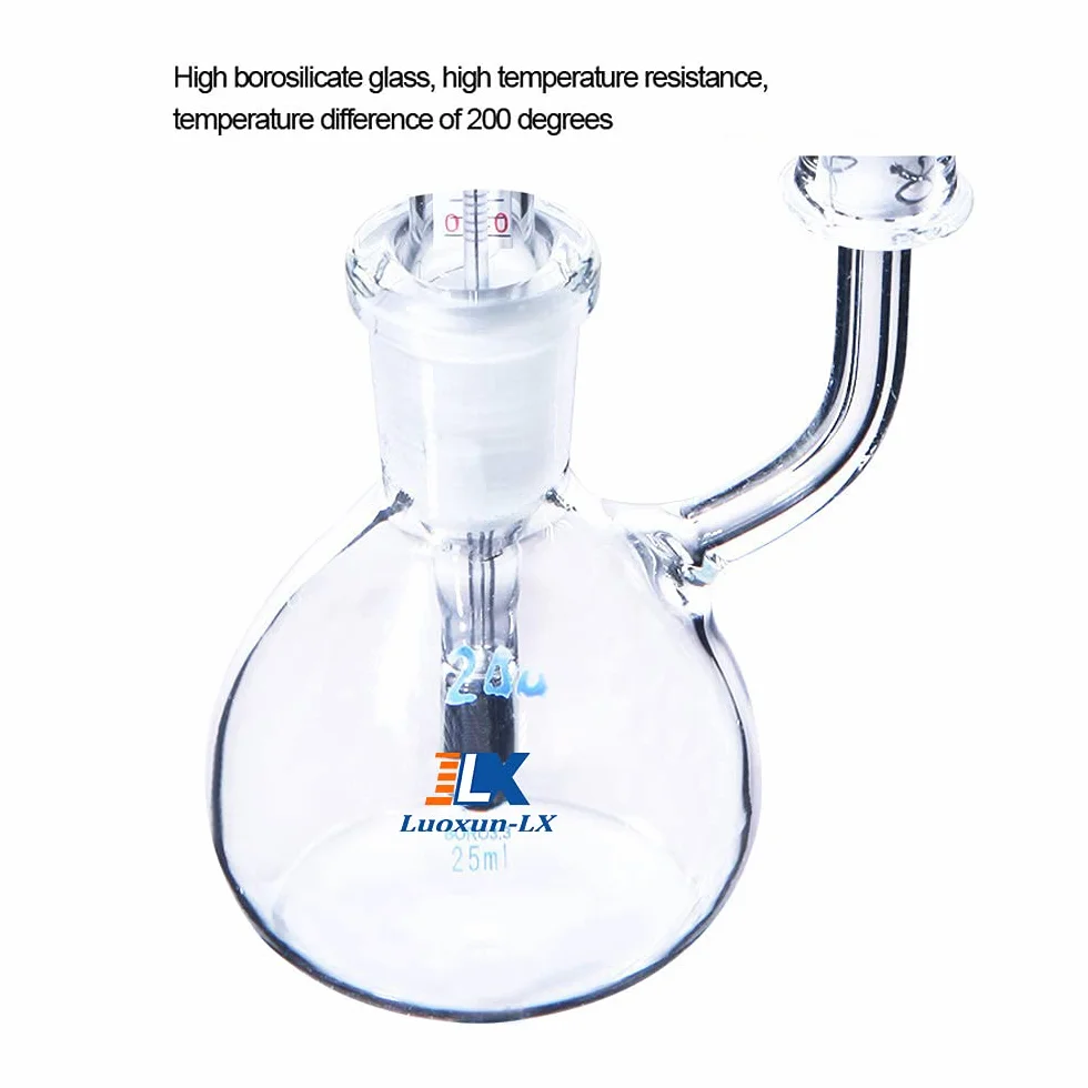 Flacone a gravità specifica, fondo piatto da 50 ml con termometro, picnometro in vetro da laboratorio (50ml)