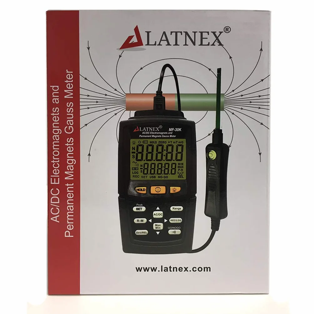 MF-30K AC/DC Gauss Meter con certificato, misura campi magnetici Forza e Palo (magnete residuo, permanente) Misurazione del livello di campi elettromagnetici ad alta CA integrata (<15000G/Milli Tesla)