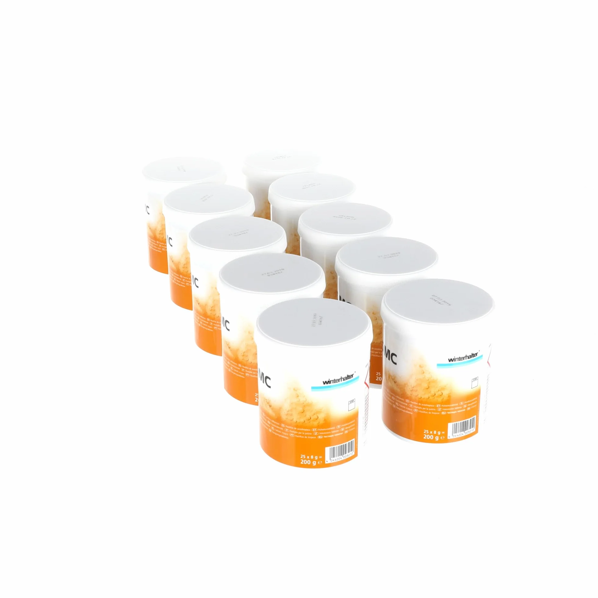 Winterhalter A15 MC Compresse detergenti per lavastoviglie 20006217 –Set convenienza: 10 lattine da 25 compresse detergenti per la ristorazione professionale, rimuove calcare, depositi e odori –A15 MC