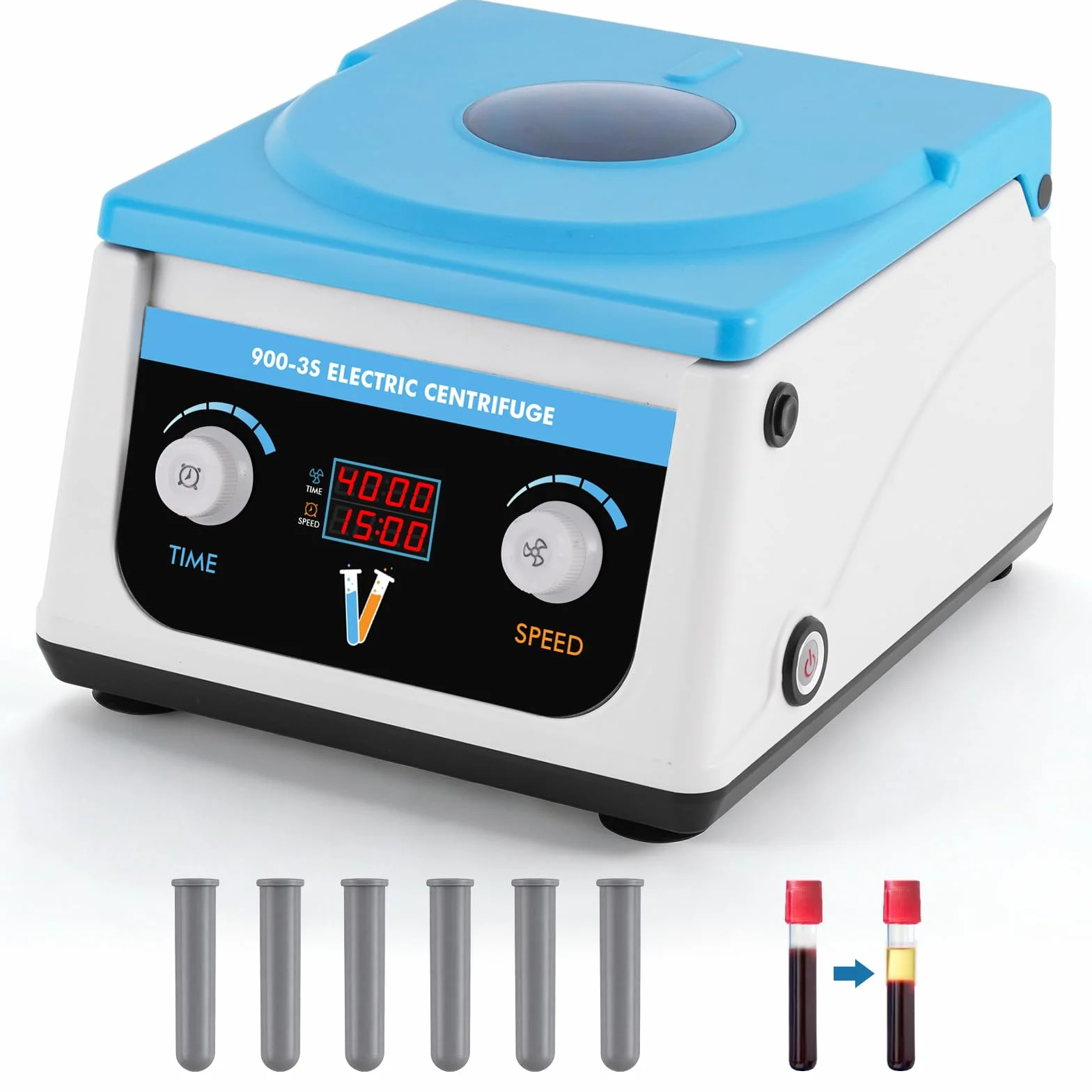 YUCHENGTECH Centrifuga da Laboratorio da Tavolo Bassa Velocità a Display LCD 4000 RPM Rotore 6x15ml Timer Digitale 0-99 min Forza 1878xg per Provette 5/7/10ml