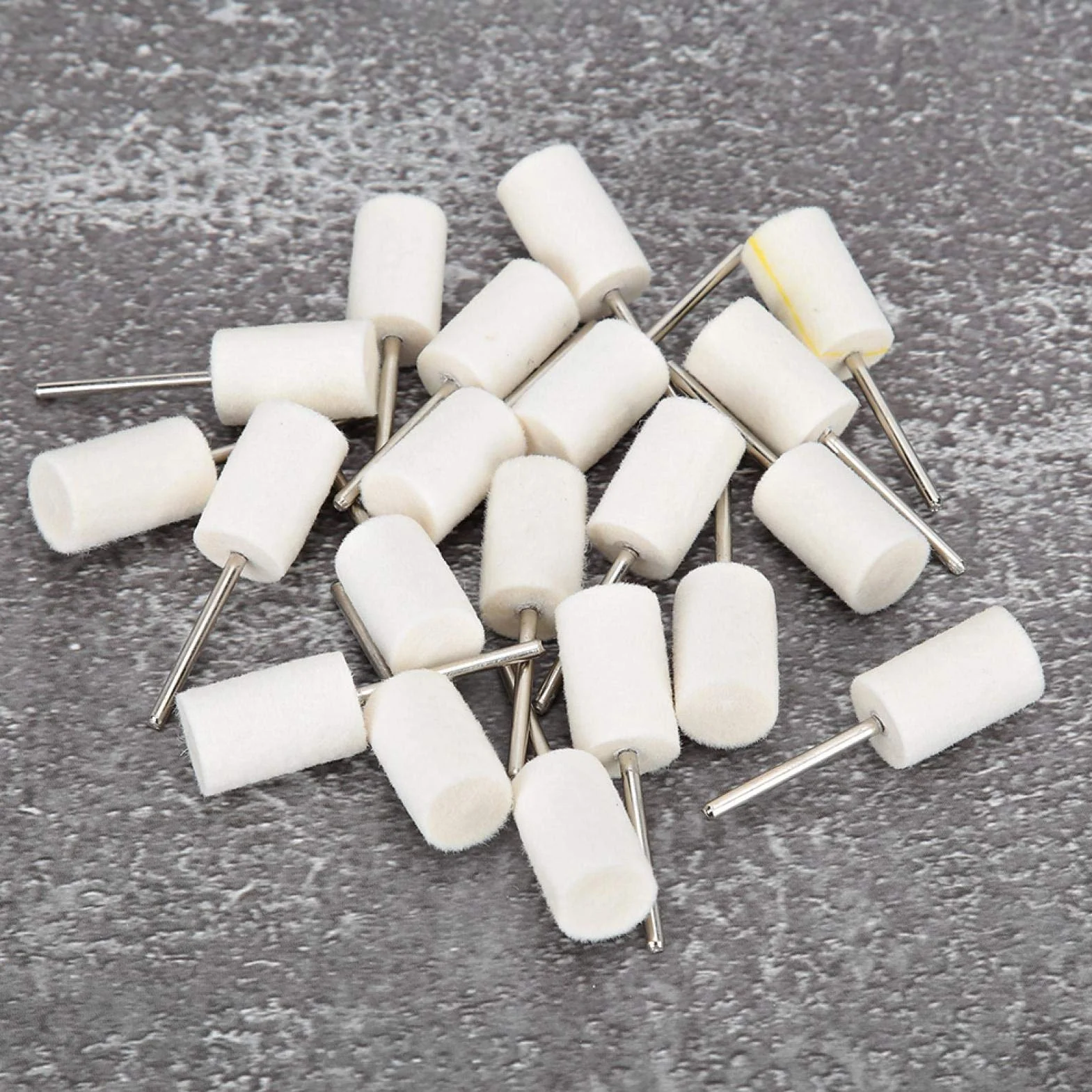 20pcs 2.35mm ruote lucidanti in feltro di lana, gambo lana lucidatura lucidatura mola testa gioielli strumento di lucidatura accessorio per acciaio inossidabile, prodotti in legno