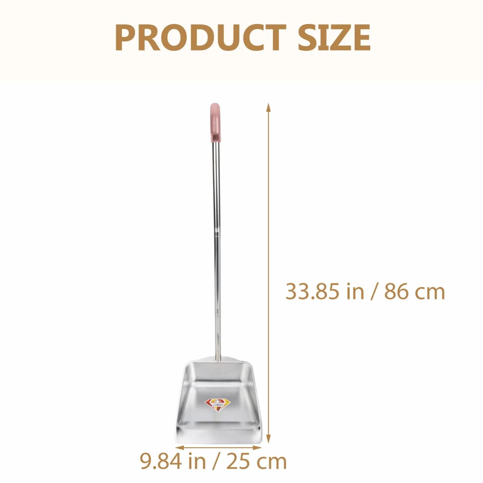 Zerodeko Paletta Per Spazzatura in Acciaio Inox Con Manico Lungo 34 Pollici Strumento Di Pulizia Resistente Per Casa Ufficio E Garage Design Ergonomico E Antiruggine