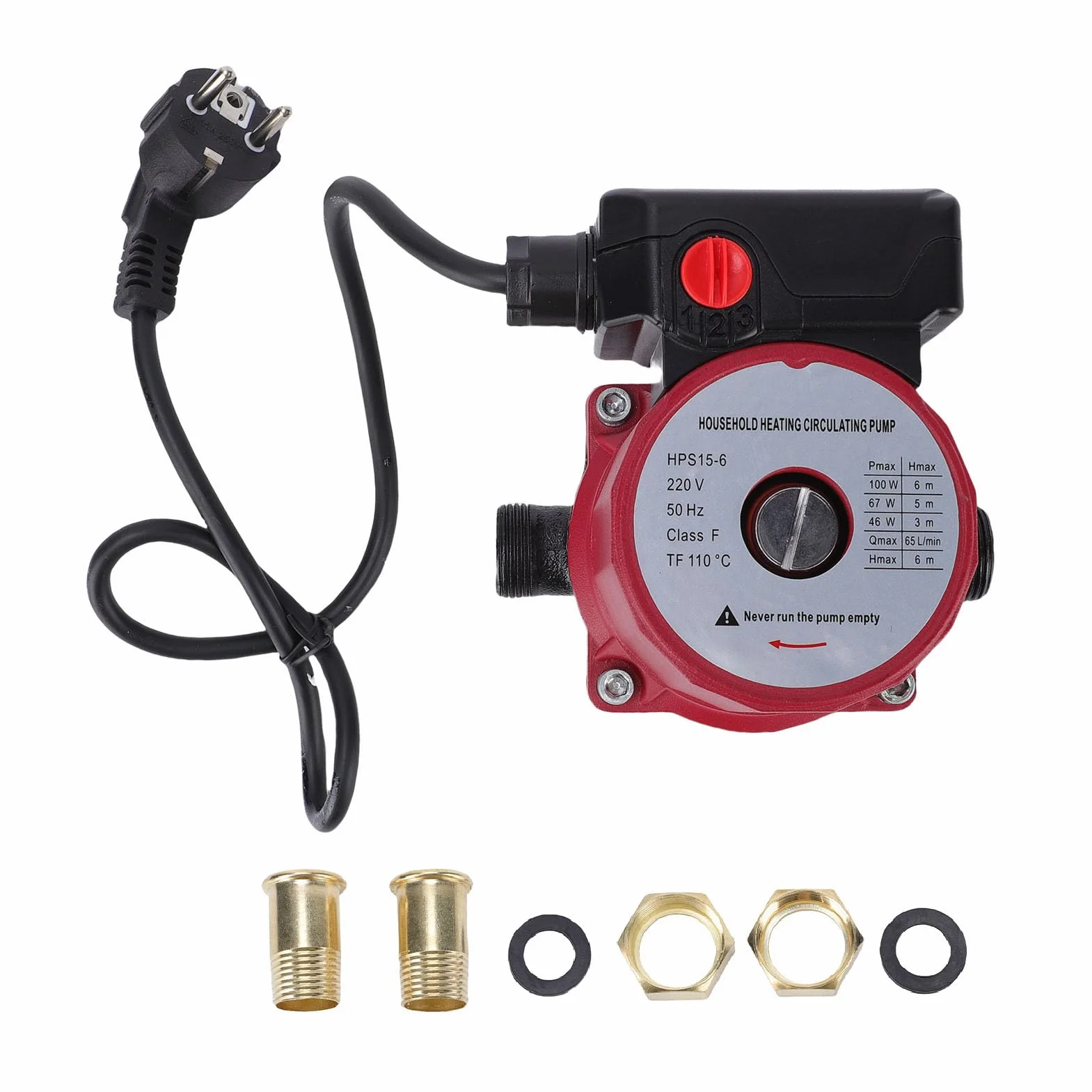 Pompa di ricircolo acqua calda 65 l/min 46 W 67 W 100 W 3 velocità Pompa di circolazione schermata per di riscaldamento Tubo NPT da 1 pollice Giunto da 3/4 di pollice