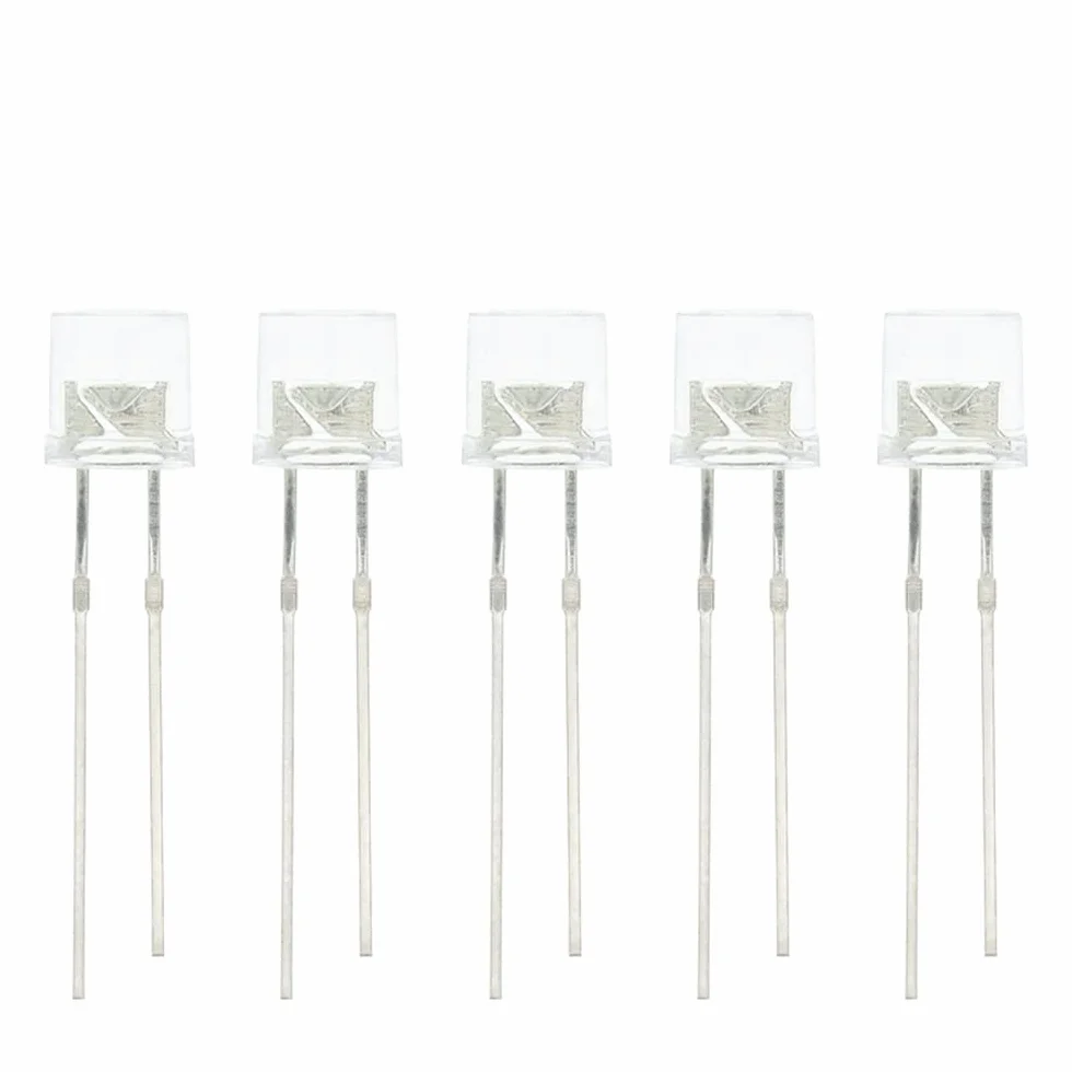 100 pz Min 5mm Flat Top Bianco Rosso Rosa Giallo Blu Grandangolo Lampada Diodo LED Lampadine Ultra Luminose Diodo Emettitore F5 5mm Lampada LED FAI DA TE