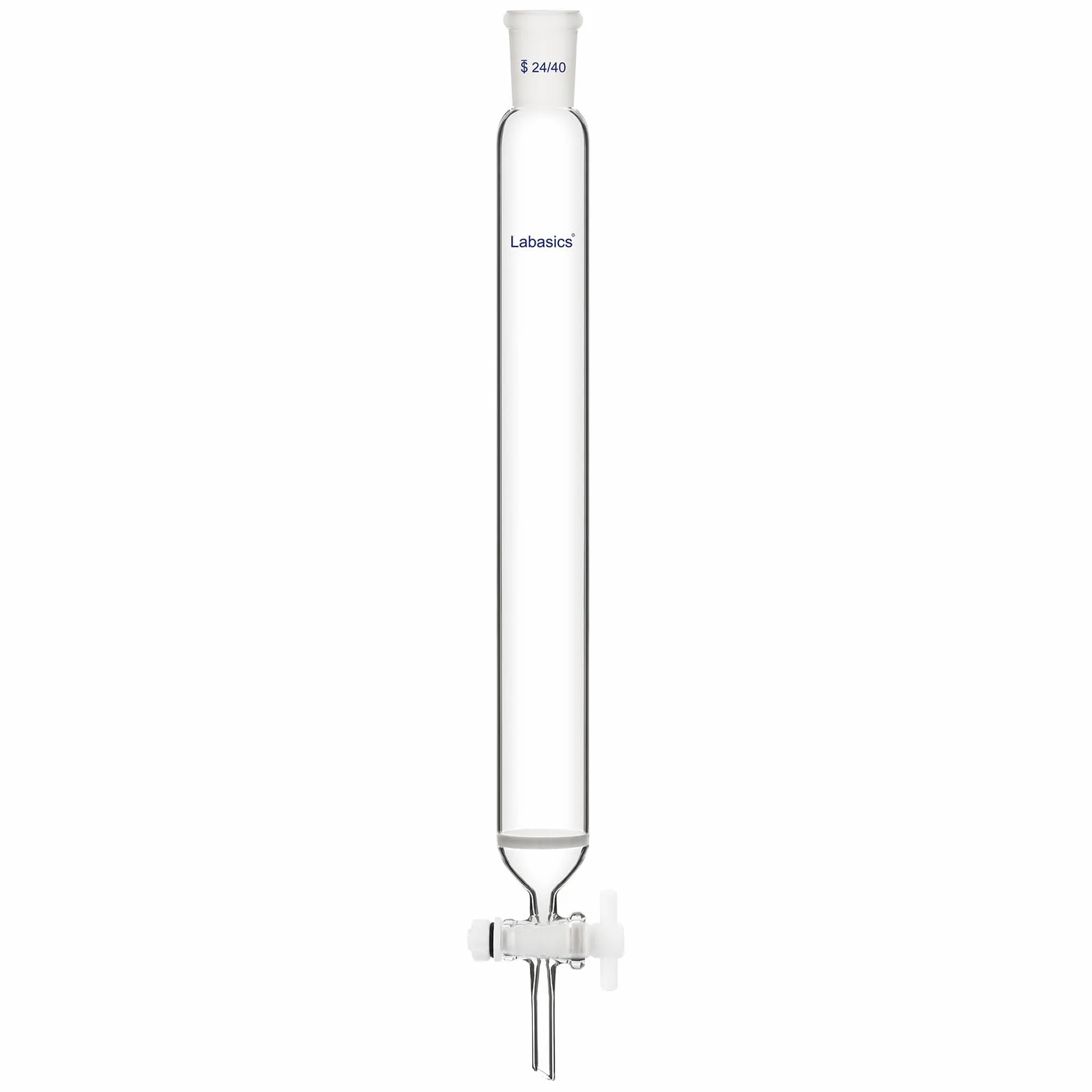Labasics Colonna per Cromatografia in Vetro, Vetro Borosilicato 24/40 Giunto Standard Colonna per Cromatografia con Disco Fritto e PTFE Rubinetto, 300 mm Lunghezza Effettiva 40 mm Colonna O.D.