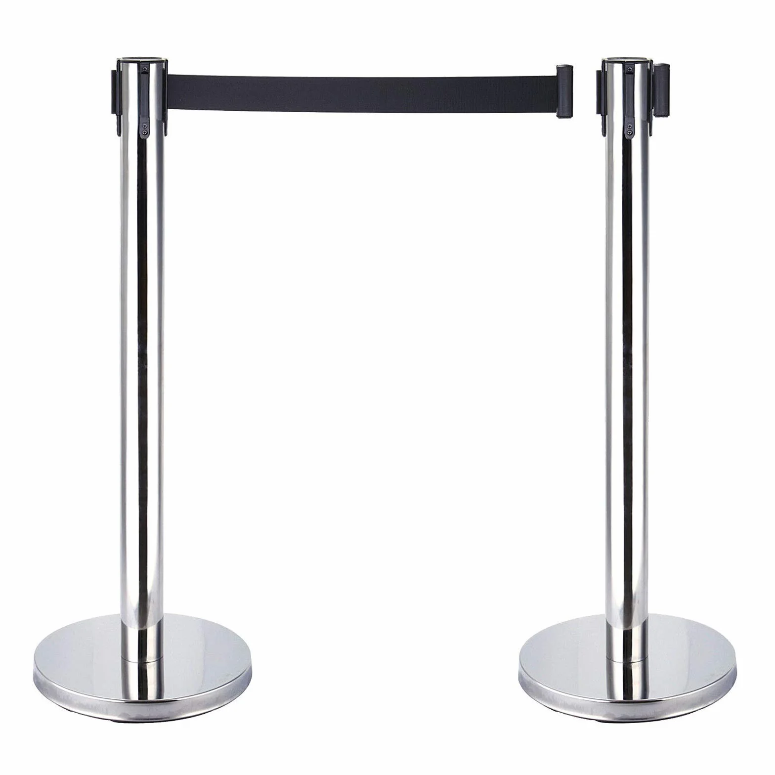 Set di 4 intercettazioni in acciaio inox, pali di intercettazione con nastri estraibili per parcheggio ed eventi, base pesante per sistema di guida personale (lunghezza del nastro: 200 cm)