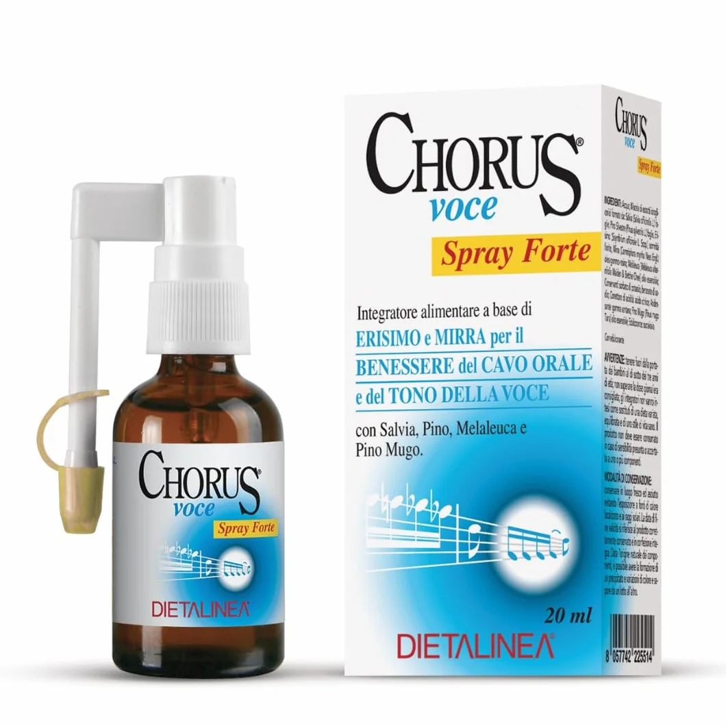 Dietalinea Chorus Voce Spray Gola Forte 20 ml Antinfiammatorio per Voce e Mal di Gola