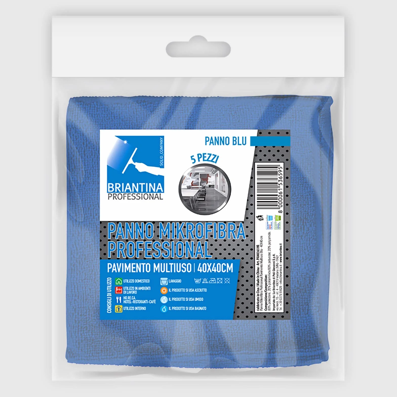 La Briantina Set 5 Panni Mikrofibra Professional 40x40 cm Multiuso