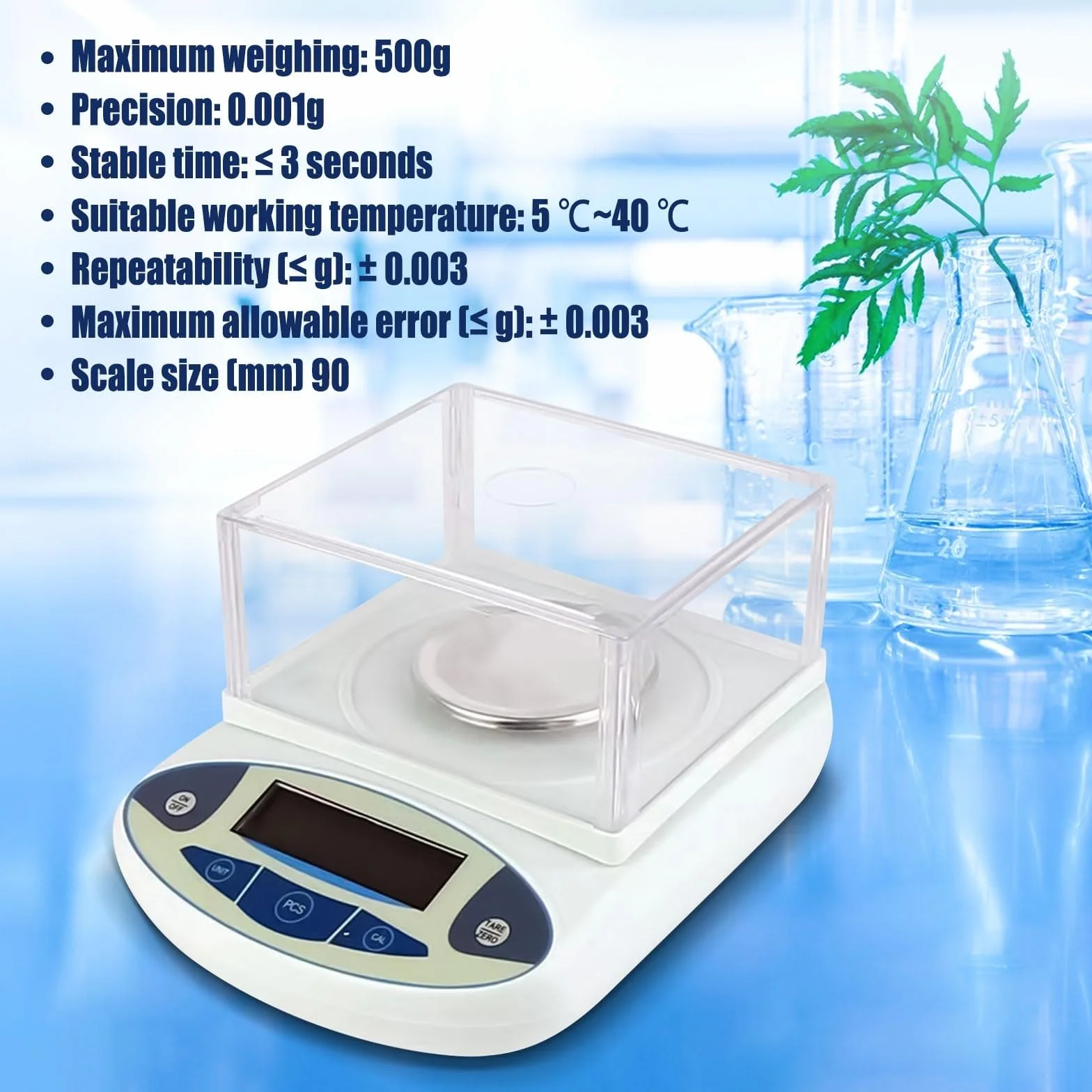 X&Z-XAOY Bilancia da Laboratorio 500g&0.001g Bilancia Elettronica Ad Alta Precisione Bilancia Analitica Digitale con Parabrezza E Peso Standard da 200 G Bilancia Scientifica Elettronica Accurata