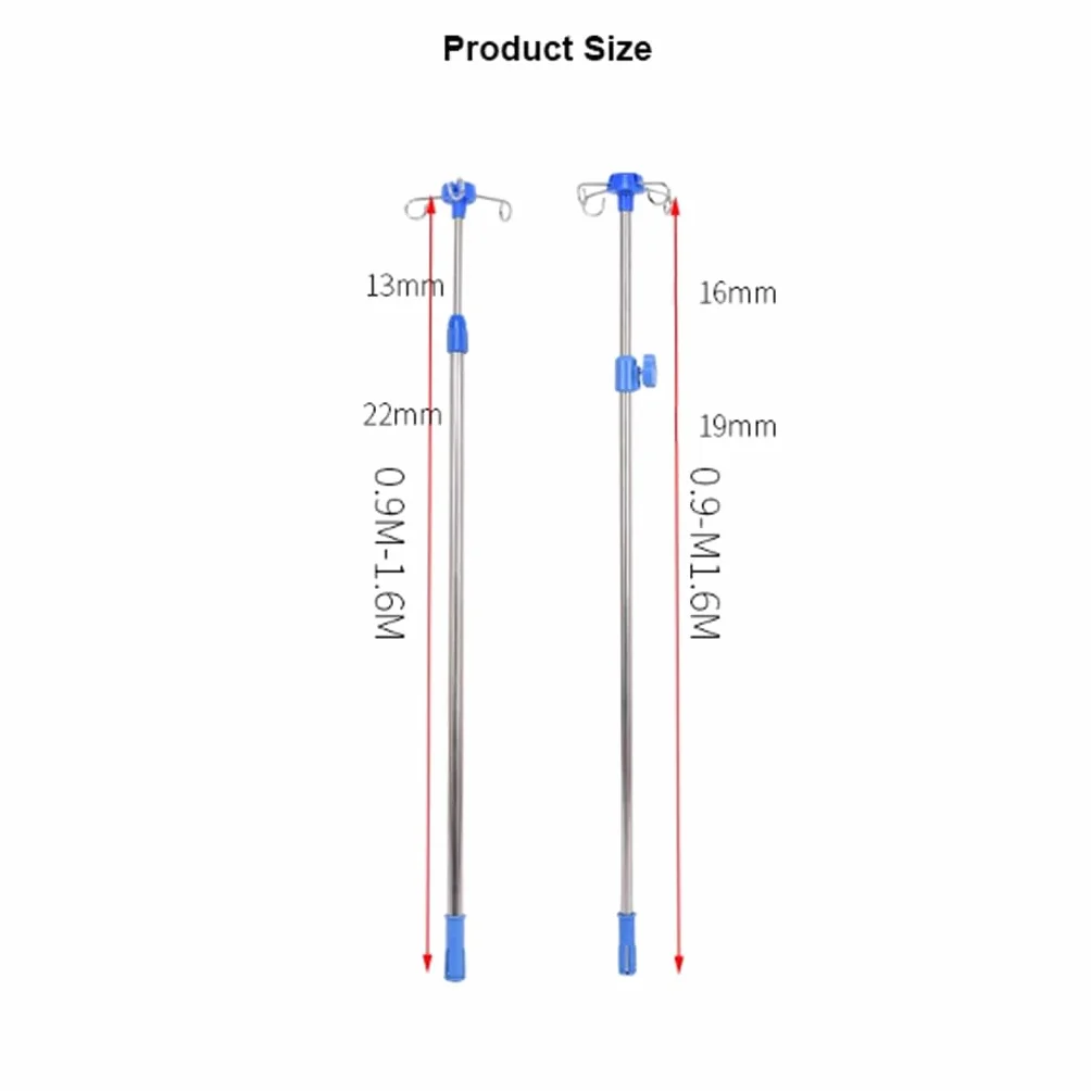 JITEM Asta portaflebo in Acciaio Inossidabile Altezza Regolabile da 35'' a 63'' Supporto portaflebo 4 Ganci Presa per Letto Asta portaflebo telescopica per Letto di Cura Terapia IV Cura