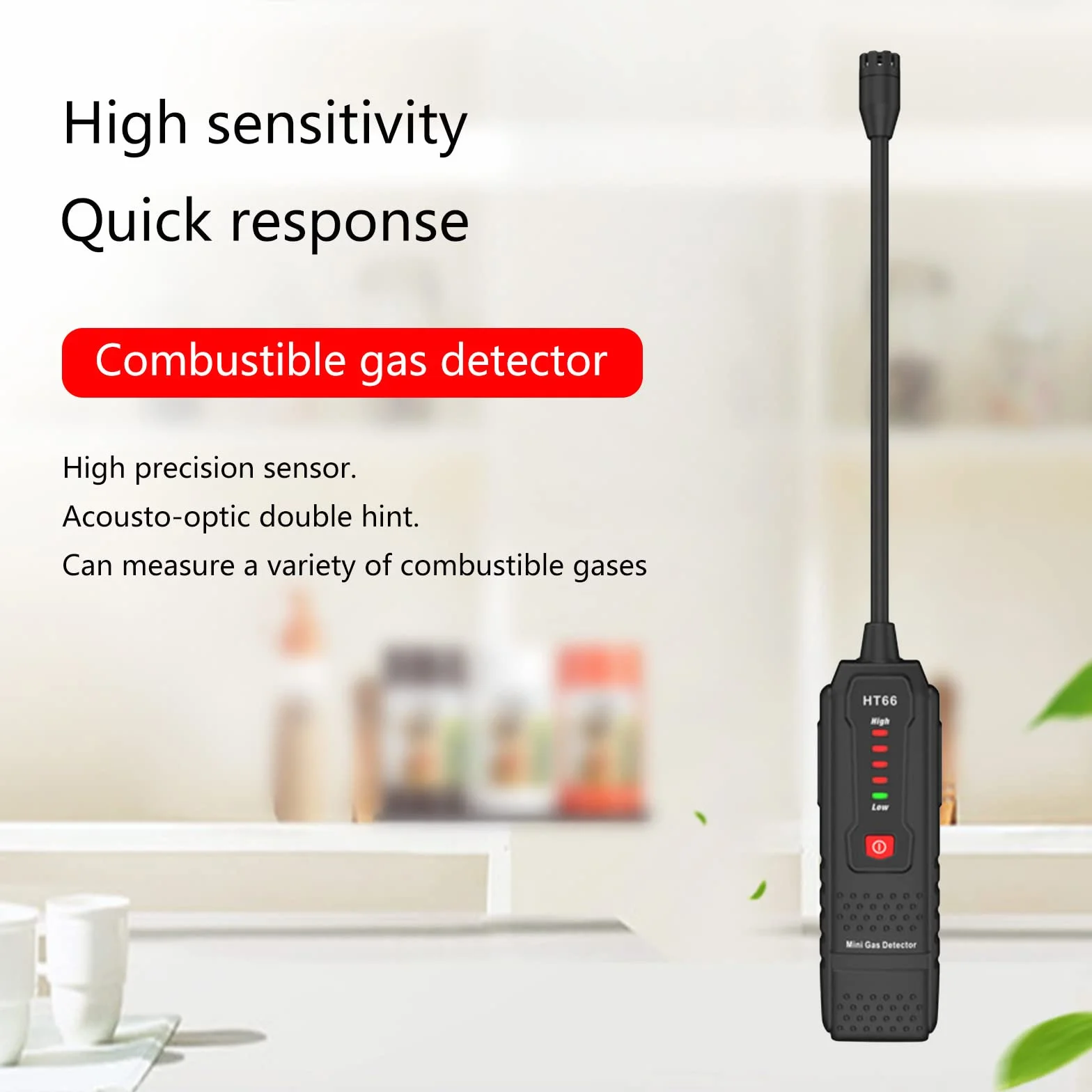 Rilevatore di perdite Tester portatile palmare - Sniffer metano naturale infiammabile 50-1000 ppm con allarme sonoro-visivo Sniffer alimentato a batteria (non inclusa)