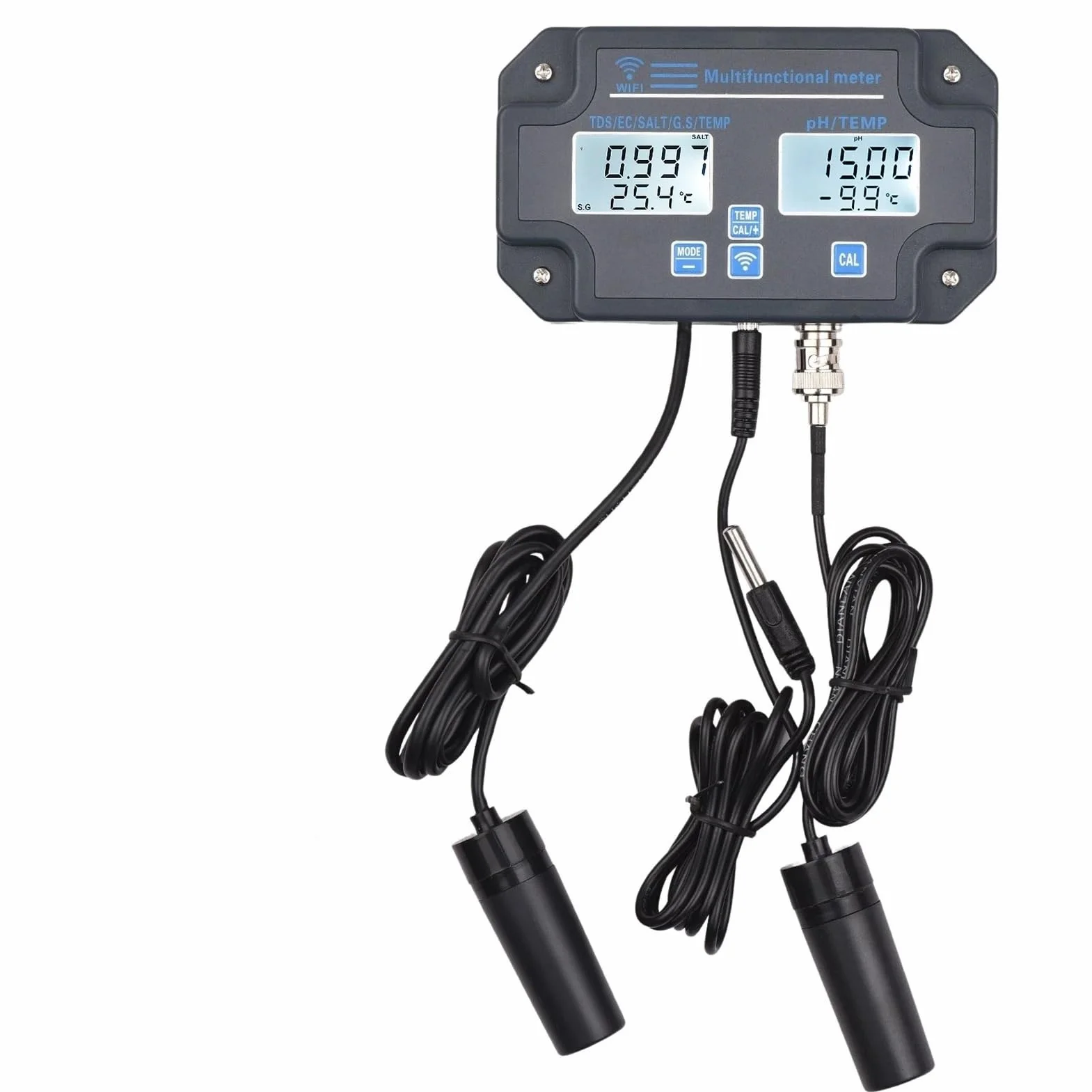 Tester digitale della qualità acqua Wi-Fi 6 in 1 PH/EC/TDS/SALE/GS/Temperatura Analizzatore APP Controllo intelligente Monitoraggio remoto online,Multifunzionale