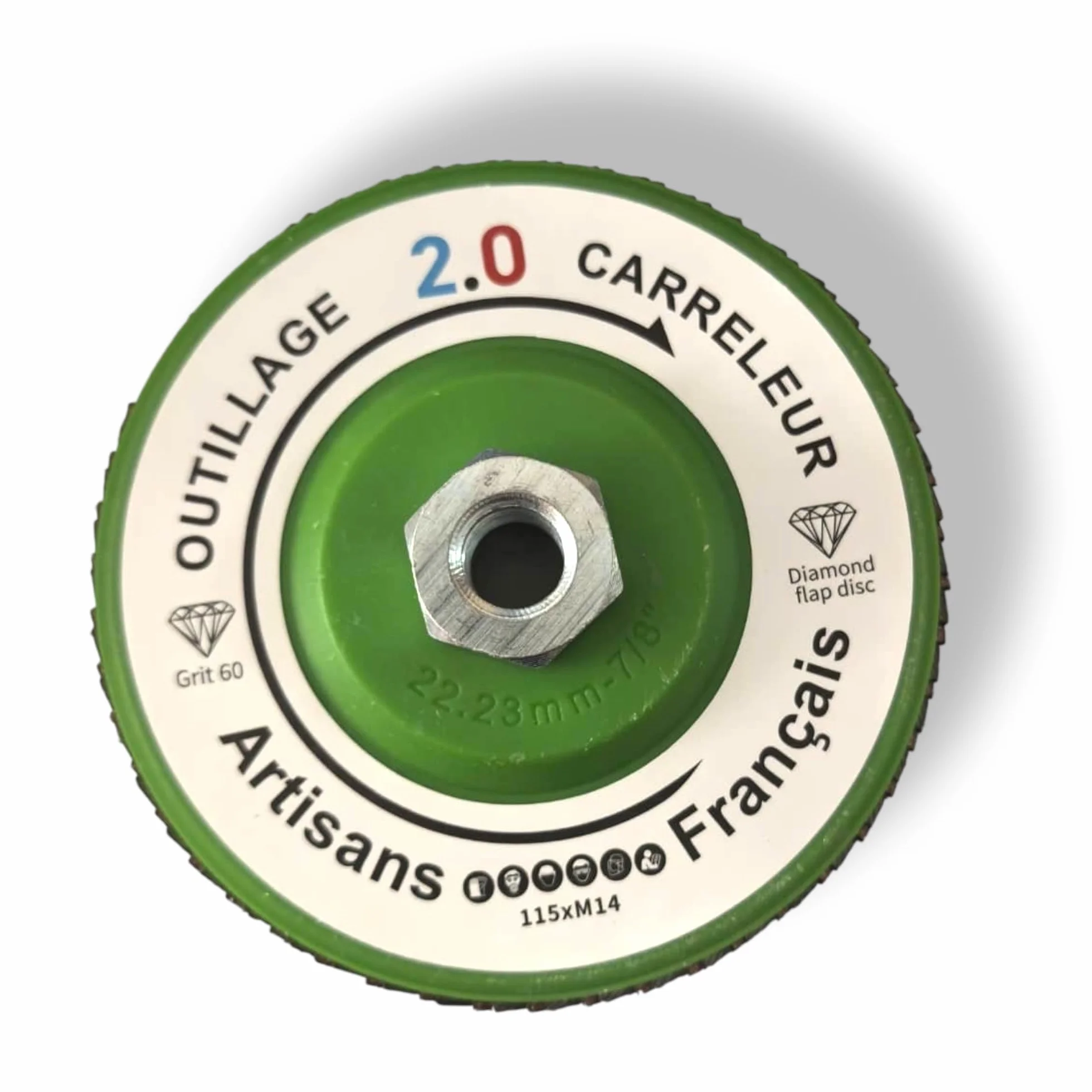 Disco diamantato a lamelle Ø125 mm grana 60 – taglio, sgrossatura e finitura piastrelle, gres porcellanato, pietra – per smerigliatrice – Outillage Carreleur 2.0