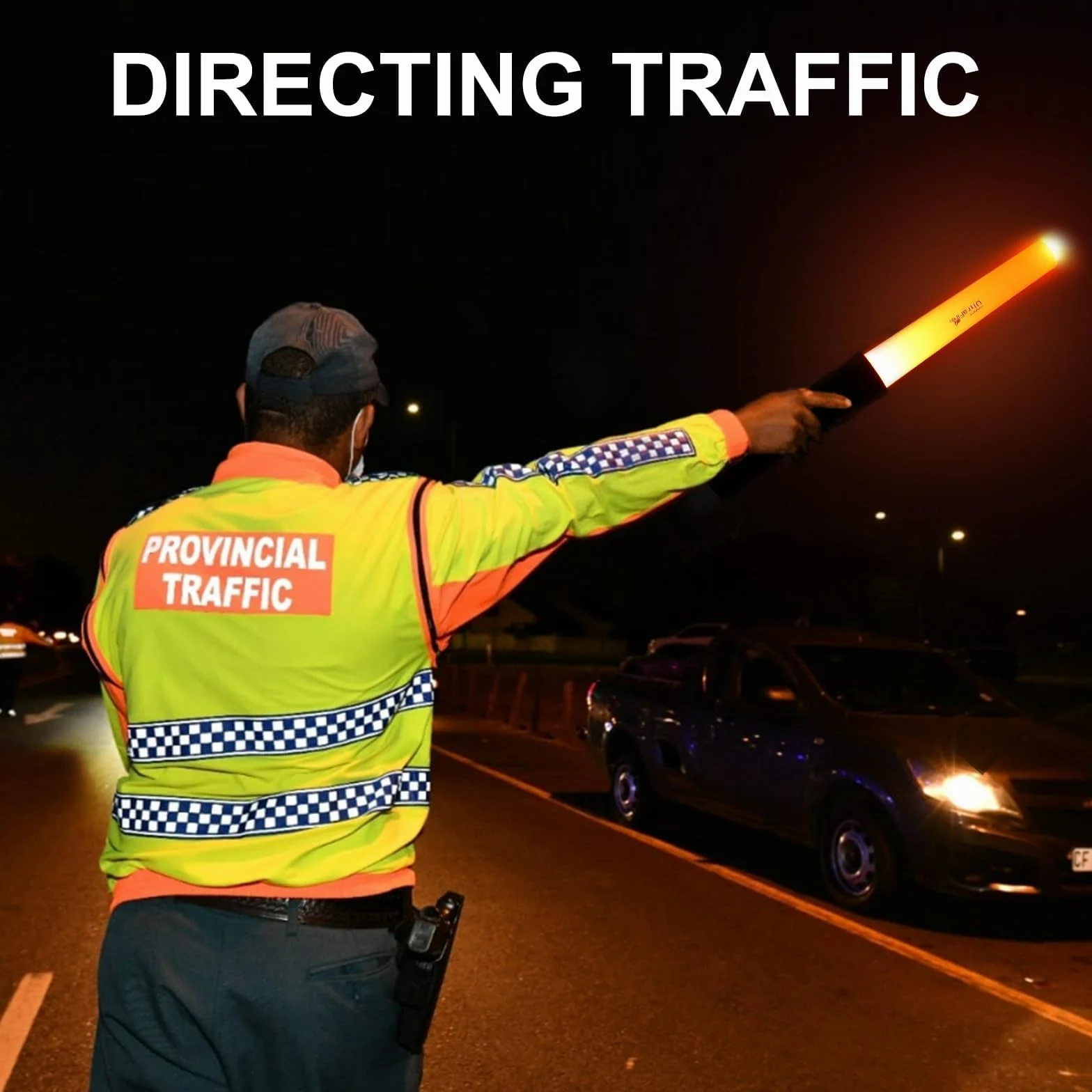 ULTRAFIRE Confezione da 2 torce a LED da 11 pollici, 3 modalità, torcia tattica, 250 lumen, asta di sicurezza per il controllo del traffico, aeroporto, guida auto, UF-303