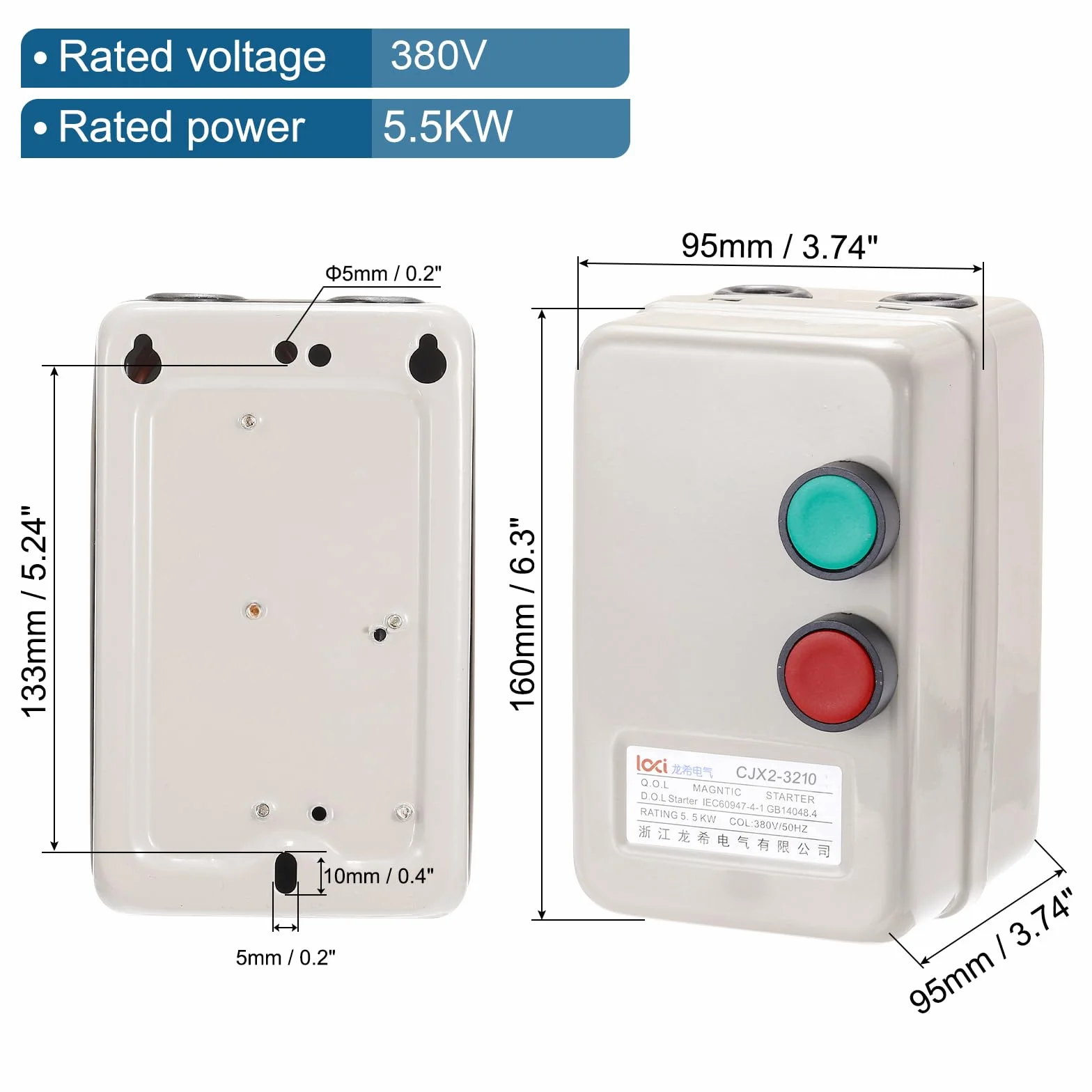 PATIKIL Magnetico Avviatore, 380V 5.5KW 7.5HP, Magnetico Interruttore Motore Avviatore per Aria Compressore