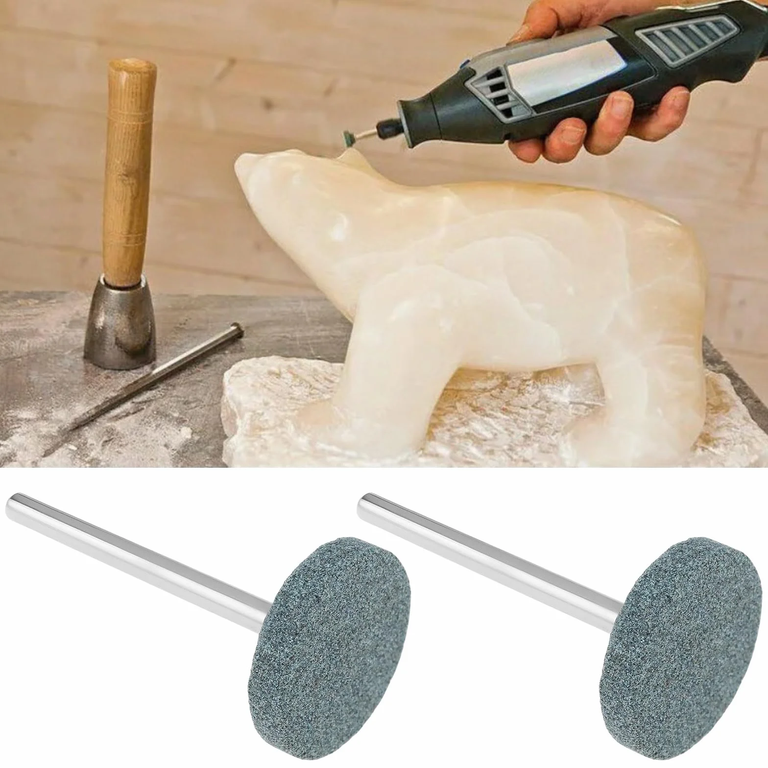 10 Pezzi Di Mole Abrasive In Carburo Di Silicio Da 20 Mm Con Gambo Da 1/8 Compatibile Con Dre-Mel