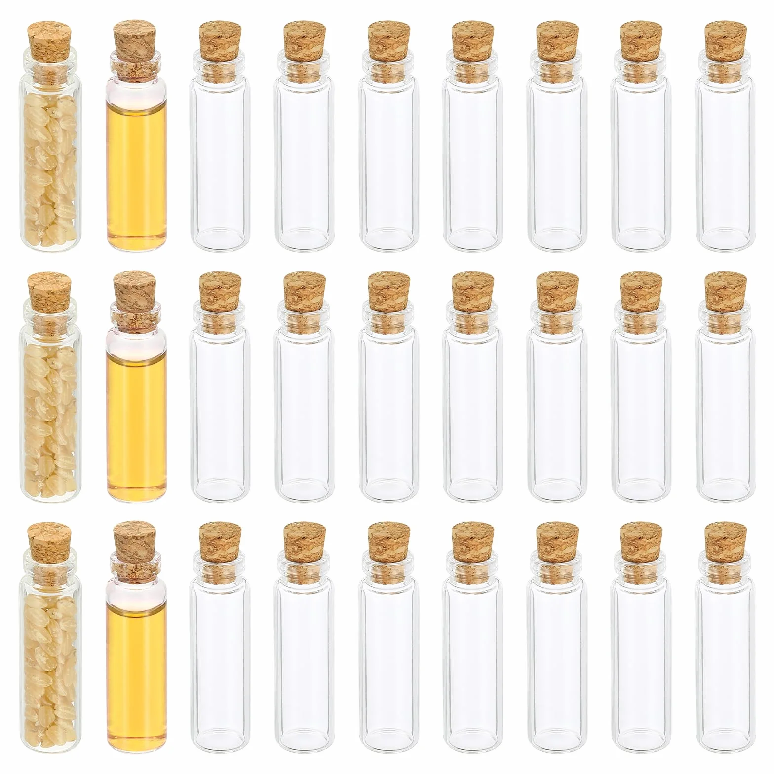PATIKIL 3ml Piccole Bottiglie di Vetro Vial, 20Pcs Mini Bottiglie Trasparenti Vetro Barattoli Vuoti con Tappi di Sugo per Polvere Crema Artigianato