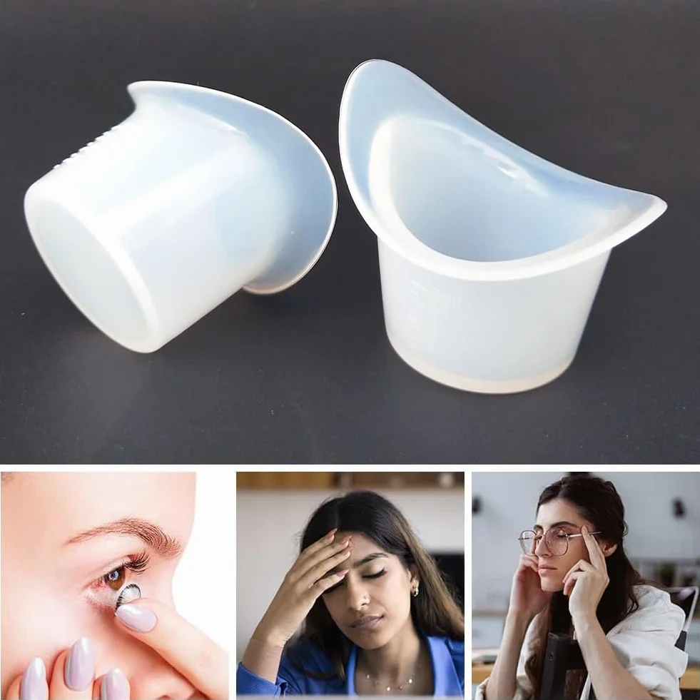 Tazza da Bagno in Silicone per Occhi Portatile - Morbida e Riutilizzabile per Lavaggio Oculare, Non Sterile, 8ml, 4 Pezzi