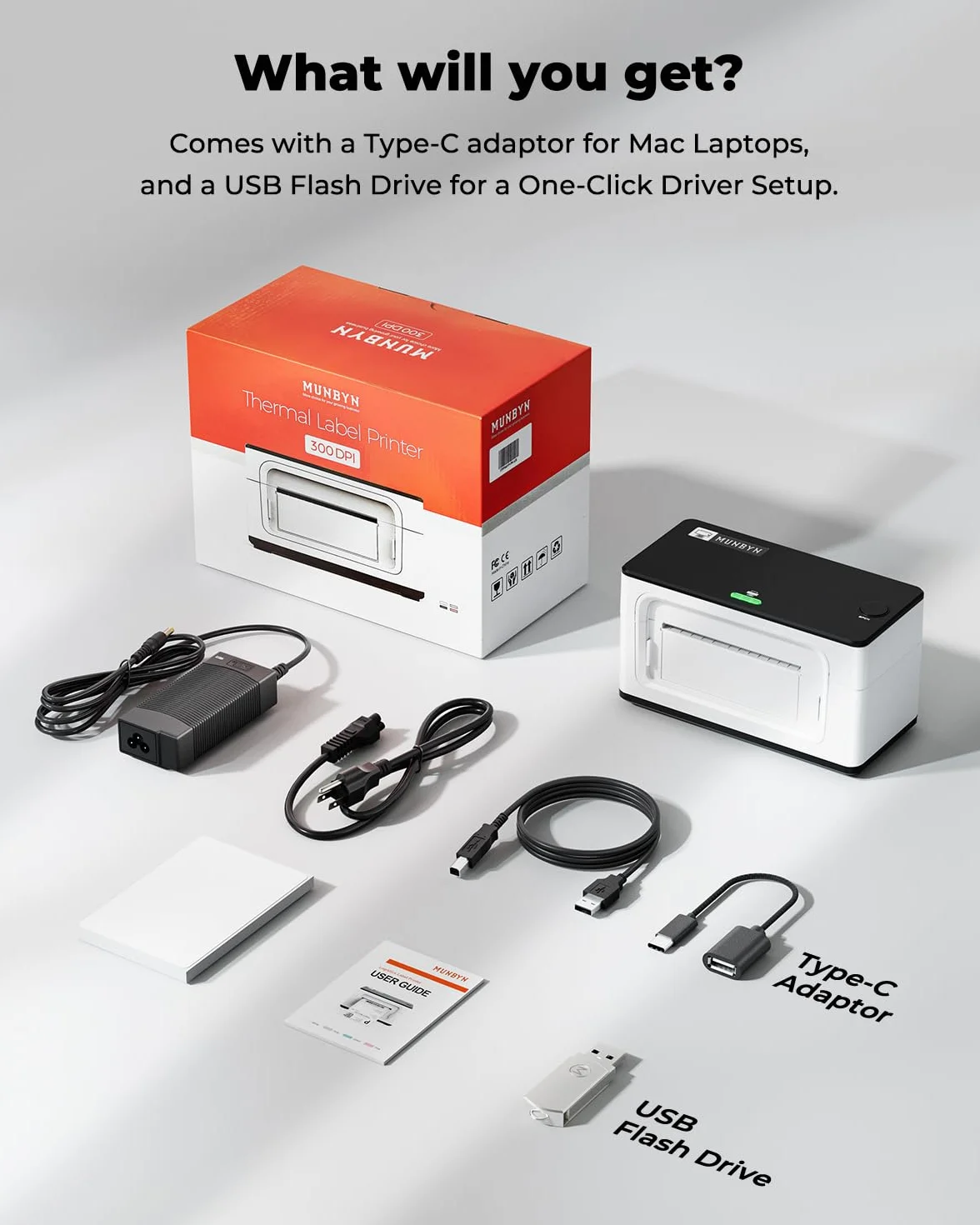 MUNBYN 300DPI Bluetooth Stampante Etichette Spedizione 4x6 per Spedizioni Affrancature Indirizzi uso domestico e piccole imprese, Compatibile con Etsy/Shopify/Amazon/FedEx/UPS, 941BP, Bianco
